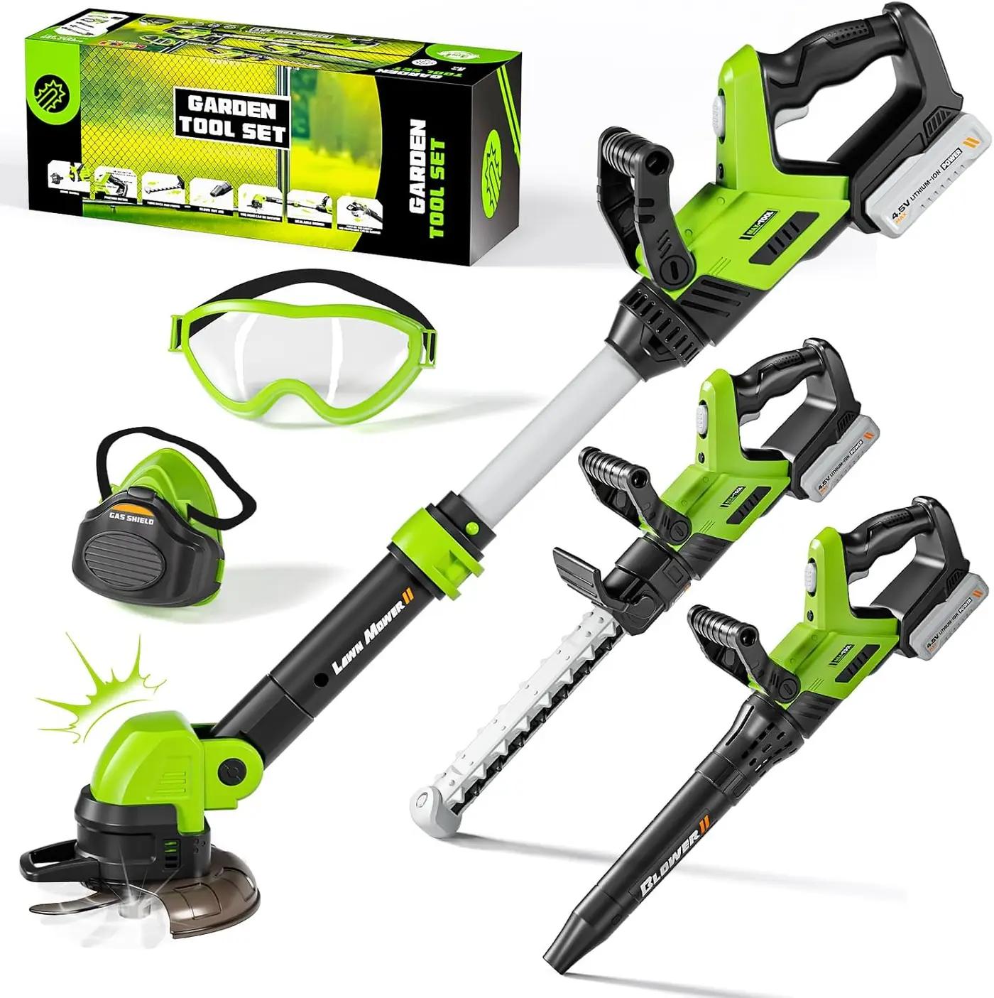Kids Tool Set, 3-IN-1 Toddler Power Garden Tools with Sounds &amp; Lights, Volume+/-, Toy Weed Wacker, Leaf Blower &amp; Hedge Trimmer, Outdoor Play Toy Tools, Christmas Birthday Gifts for Boys 3 4 5 6 7 8+
