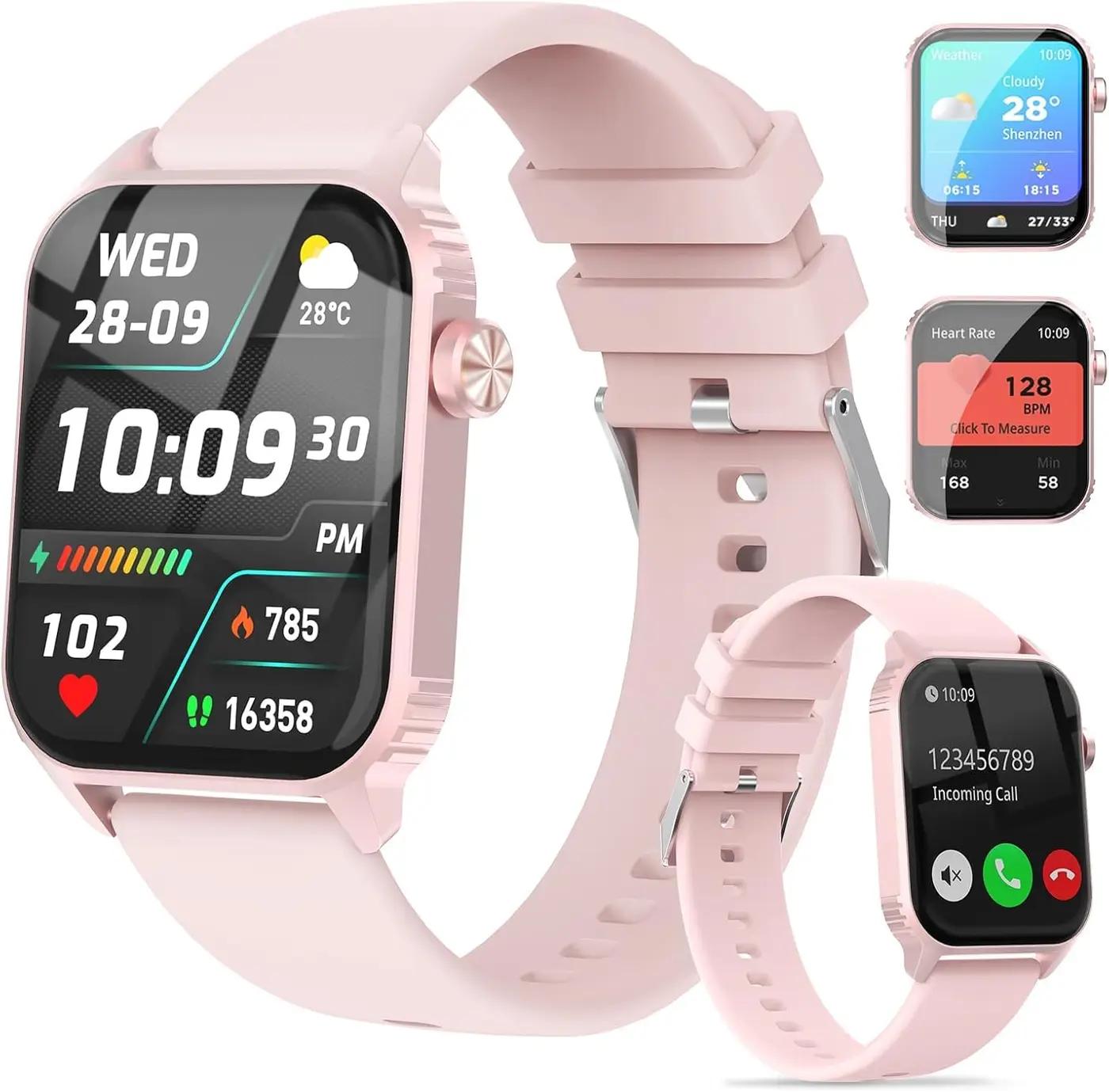 TRAUSI Smart Watch for Women, 120 Sports Modes Smartwatch with 1.83" HD, Alexa Built-in, Heart Rate/Sleep Monitor, IP67 Waterproof, Bluetooth Call &amp; Music Control Fitness Watch for iPhone/Android (Deep Pink)
