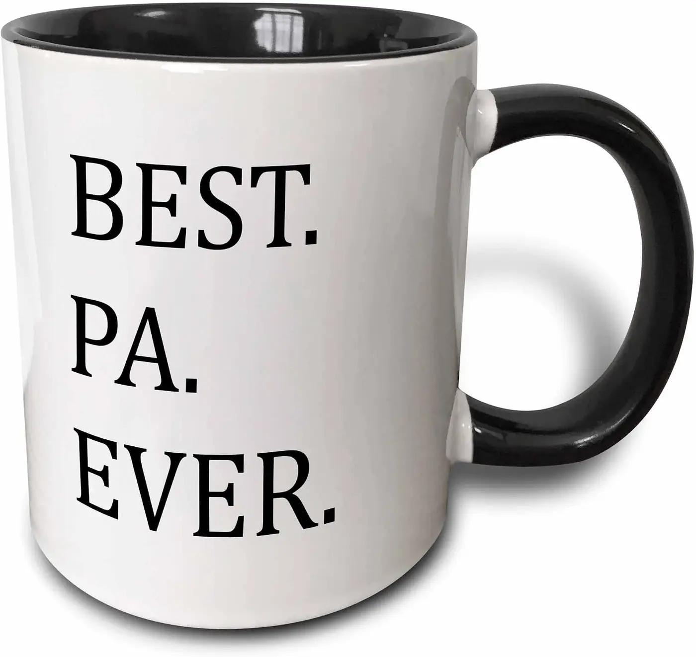 3dRose mug_151488_4 "Best Pa Ever - Gifts for dads - Father nicknames - Good for Fathers day - black text" Mug, 11 oz, Black