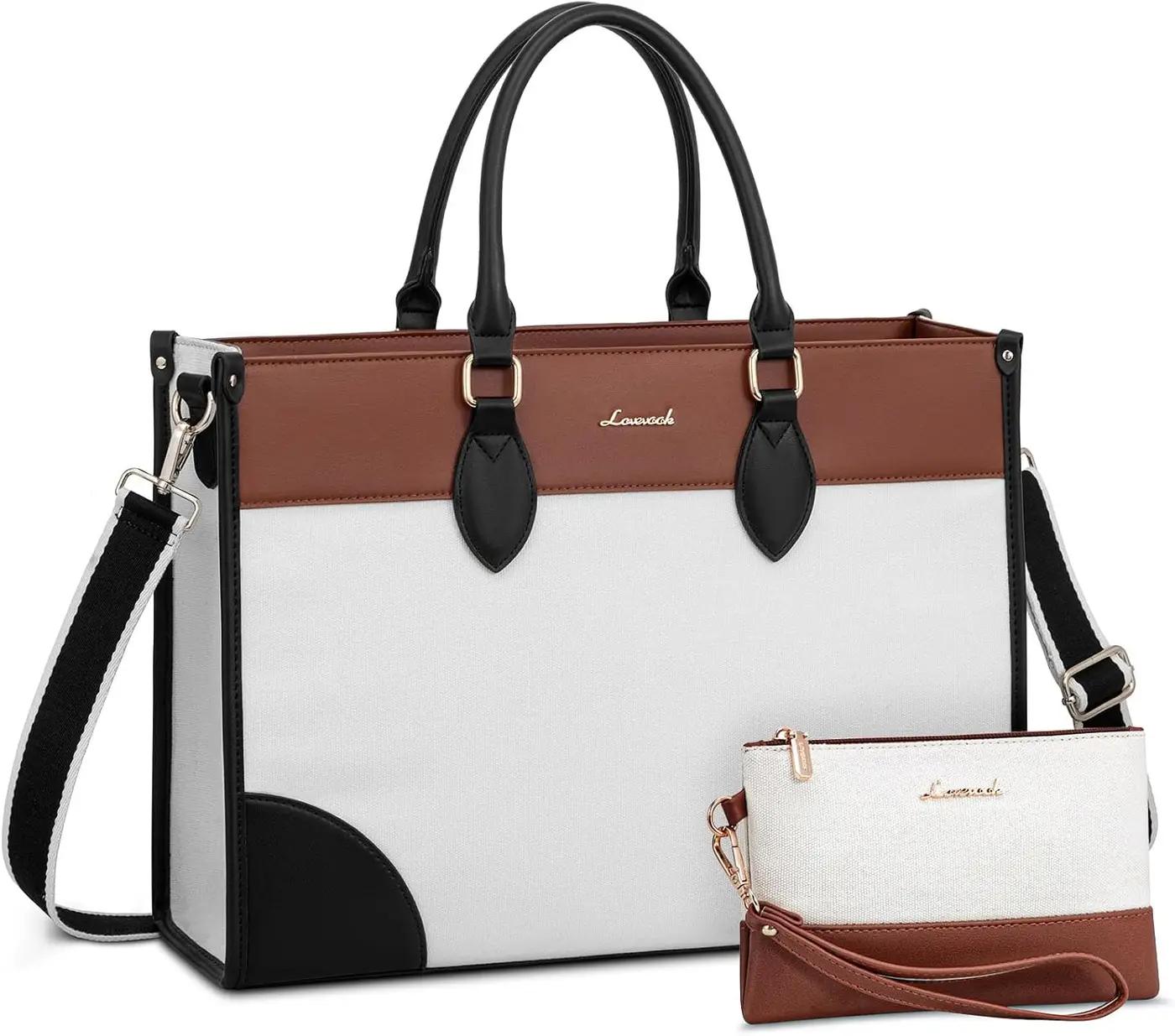 LOVEVOOK LOVEVOOK Laptop Bag for Women 15.6 lnch,Waterproof Laptops Tote Bags for Womens,Professional Work Bags for Women with Cup Holder,Large Laptop Purse Computer Briefcase Office Teacher Clutch Bag,2 PCS