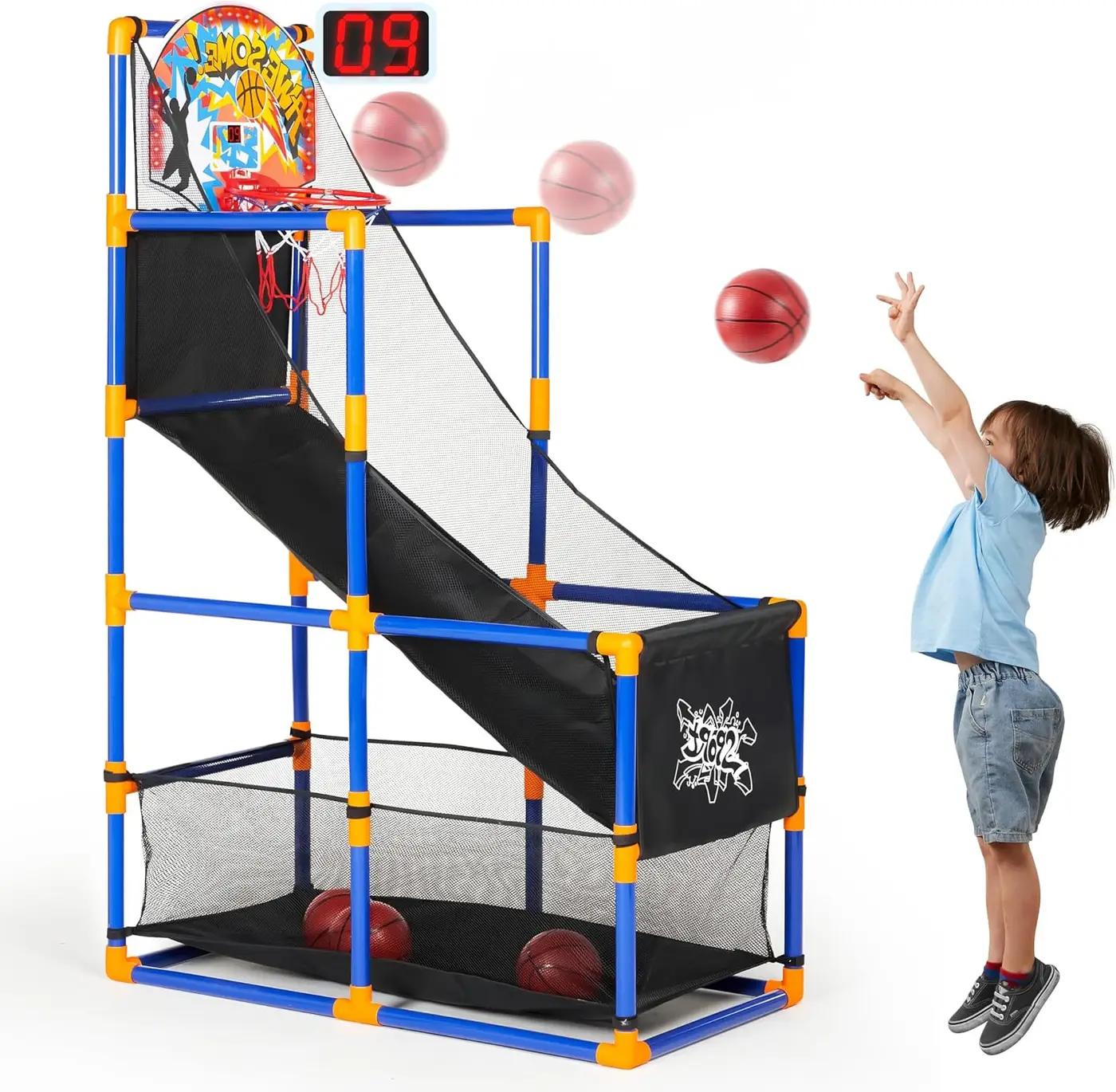 JOYIN Sports Toy LED Lightscore Arcade Basketball Game Set for Kids Ages 3–12– Includes Electronic Scoreboard, Cheer Sound Effects, 4 Balls &amp; Hoop | Indoor/Outdoor for Kids | Easy to Assemble