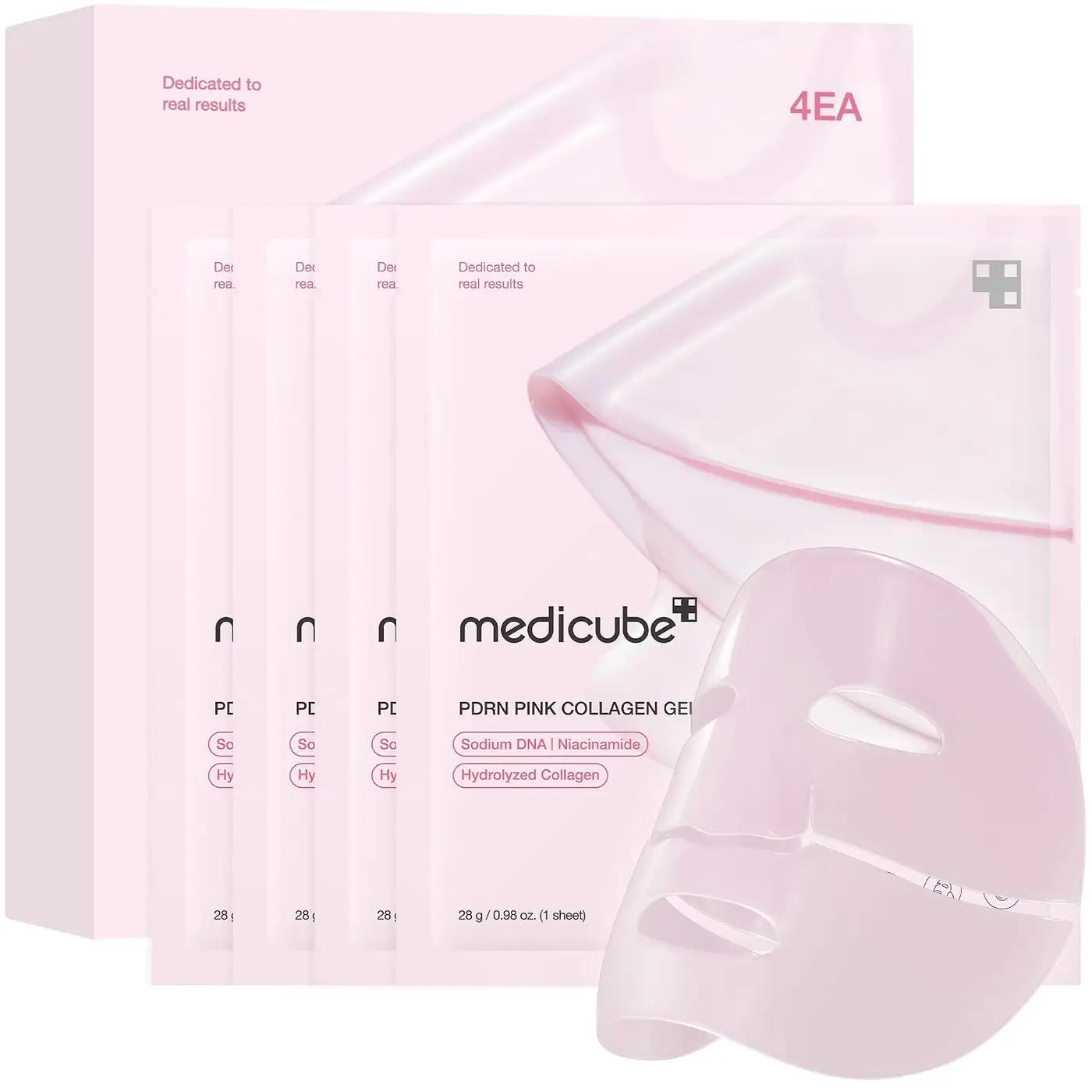 medicube Jelly Gel Mask with Salmon DNA PDRN Pink Collagen | Overnight Face Mask for Glass Glow Skin | Elasticity, Hydrating, Firming and Moisturizing | Korean Skincare, 28g x 4ea