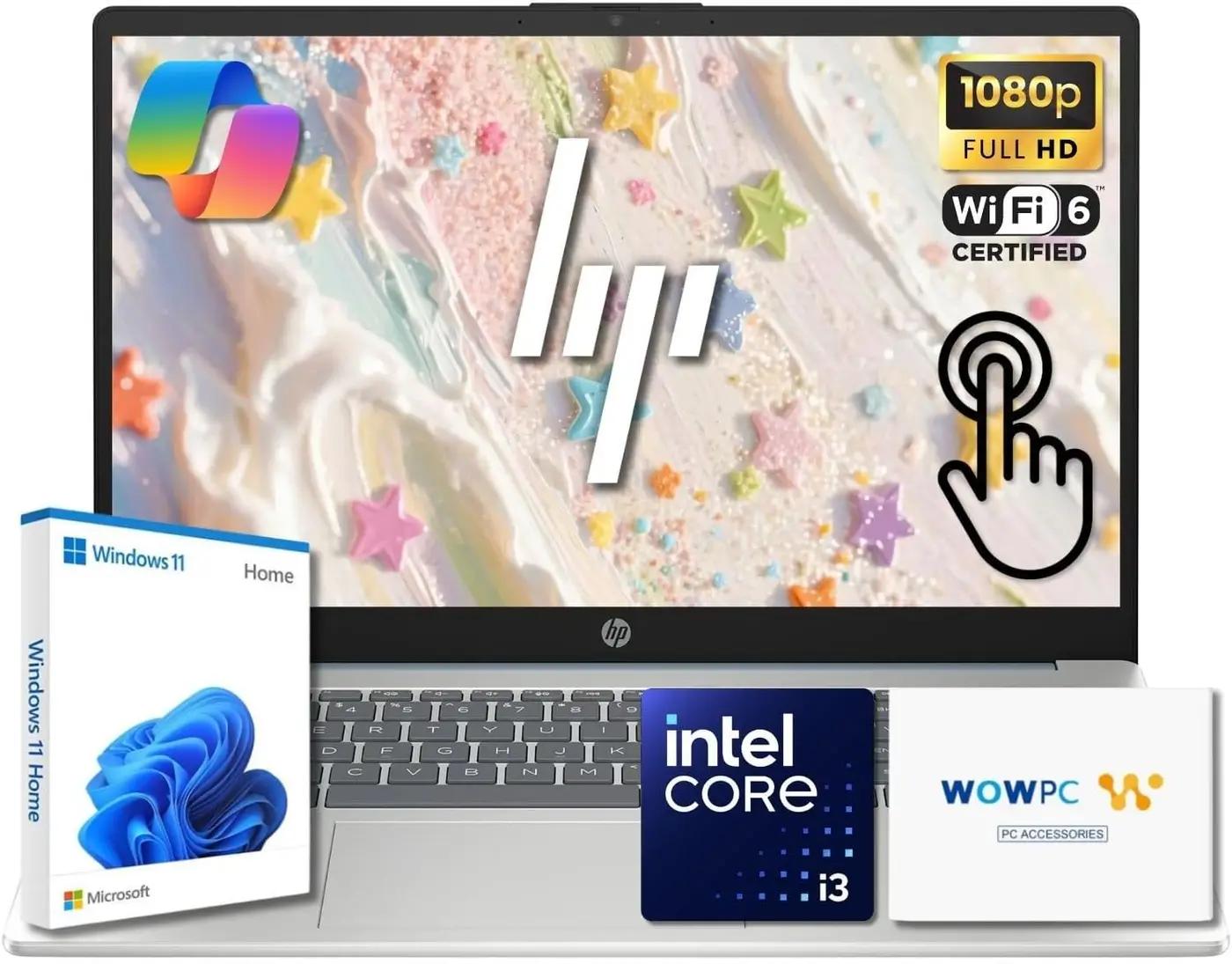 HP 15.6" Pavilion FHD Touchscreen Laptop | Intel Core i3 | 8GB DDR4 | 128GB PCIe SSD | AI Enhanced Win 11 | Numeric Keypad | Wi-Fi 6 &amp; HD Webcam | WOWPC USB | Up to 10H Battery for Work &amp; School
