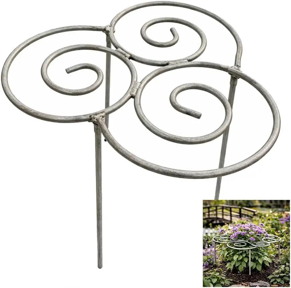 Metal Plant Support Ring, Garden Plant Support Stakes for Flowers Vegetables, Iron Plant Cage, Outdoor Plant Holder for Upright Growth Lawn Patio Garden Support Frame(S)