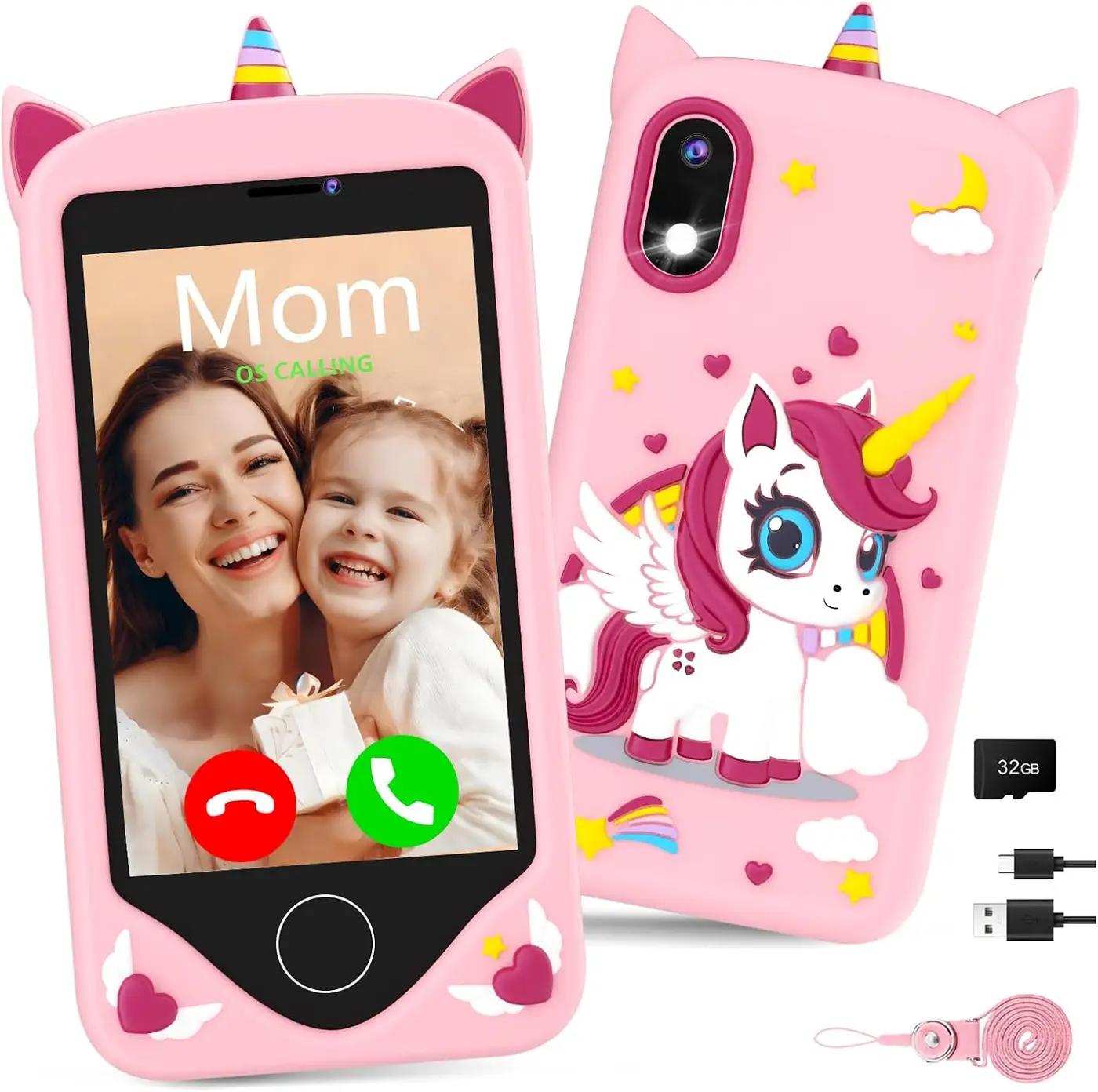 PROGRACE Kids Smart Phone - Talk &amp; Text, Safest Cell Phone for Kids &amp; Teens - Educational Learning Toys, 4.2" Touchscreen, Dual Camera, Games, Christmas Birthday Gifts for Boys Girls Ages 5-14, Pink