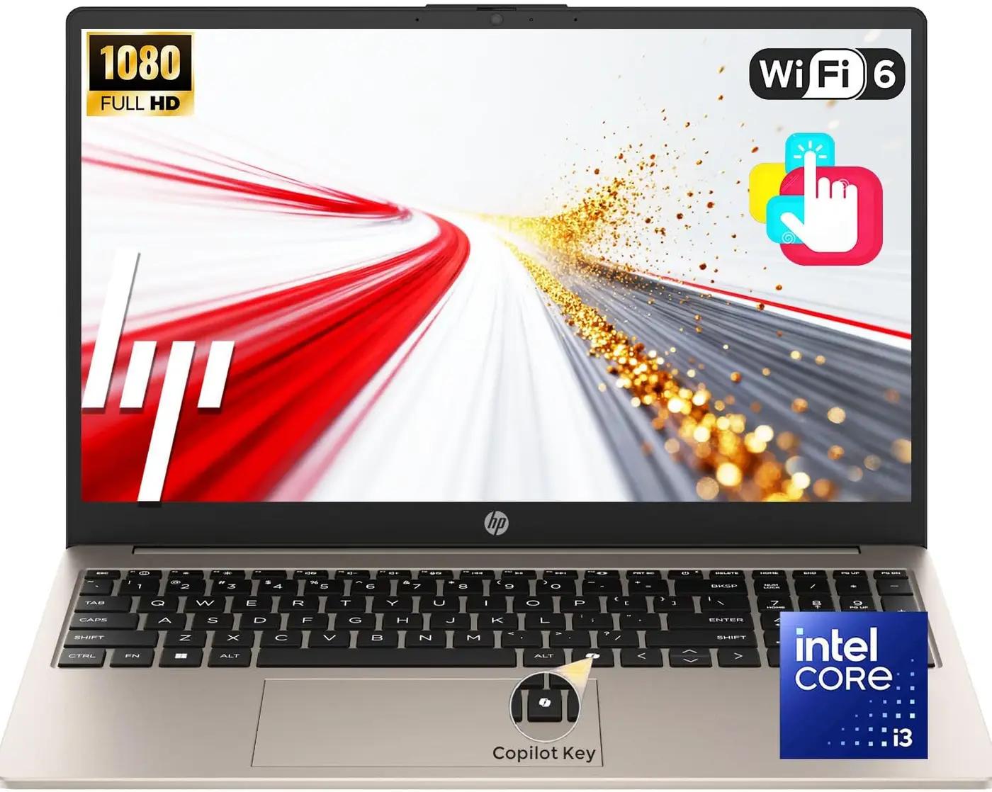 HP Latest 15.6" FHD Touchscreen Laptop | Intel 13th 8 Cores i3 CPU (Beat 11th i5) | 2026 Edition | 256GB SSD | AI Copilot Key | Long Battery Life | Wi-Fi 6 | Windows 11 | No Mouse
