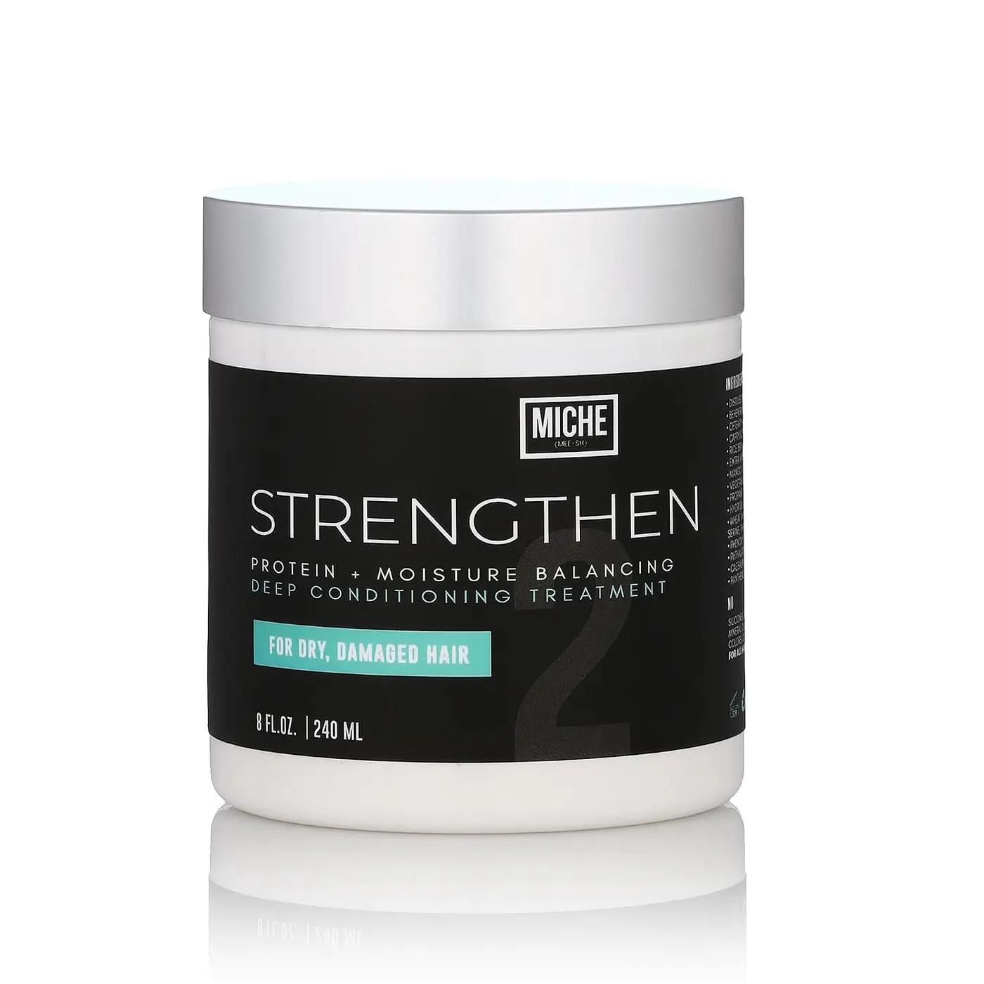 Miche Strengthen Protein Deep Conditioner – Paraben-Free Conditioner for Curly, Kinky &amp; Wavy Hair – Breakage Control, Strengthening &amp; Color Safe – Hydrolyzed Baobab Protein – 8oz