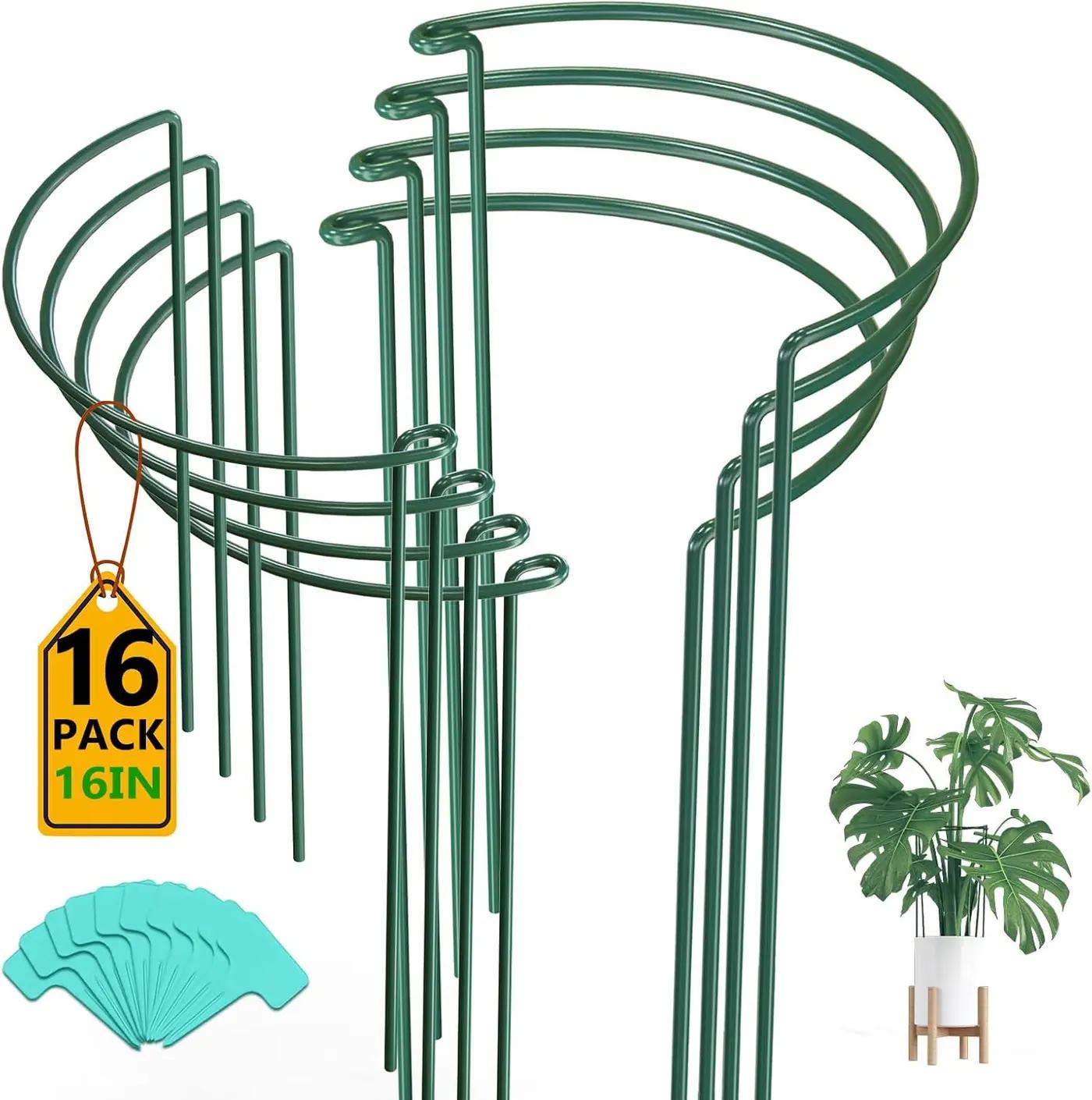 Breeze Touch 8 Pack Plant Support Stakes, 16 Inch Plant Stakes for Outdoor Plants, Peony Cage with 15 Pcs Green Lables, Peony Cages and Supports, Peonies Support Cages Flower Stakes for Plants