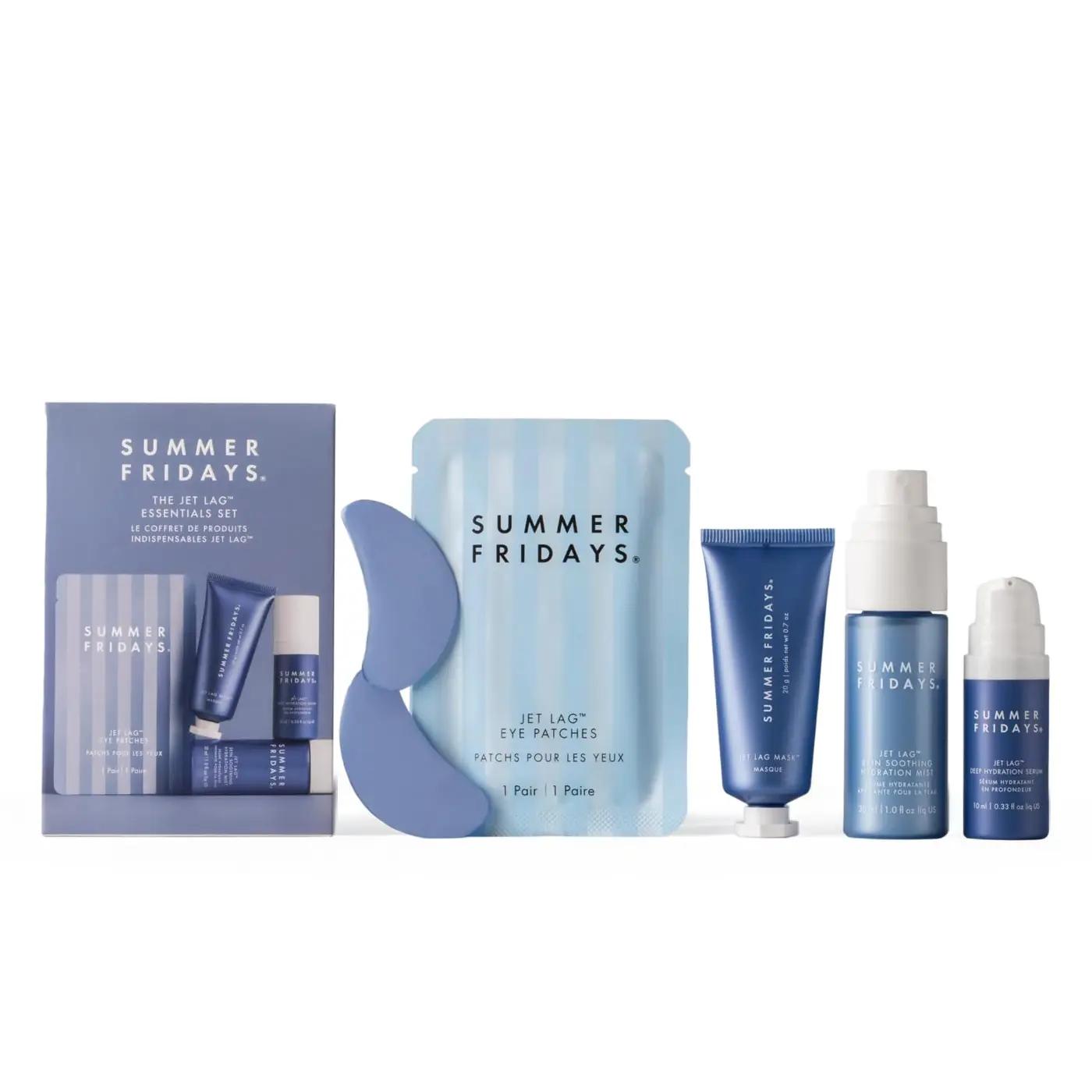 Summer Fridays Jet Lag™ Essentials - Mini Hydrating Skin Care Set With Jet Lag™ Mask, Eye Patches, Deep Hydration Face Serum &amp; Hydration Mist - Travel Size Skincare Kit &amp; Gift Set (4 Count)