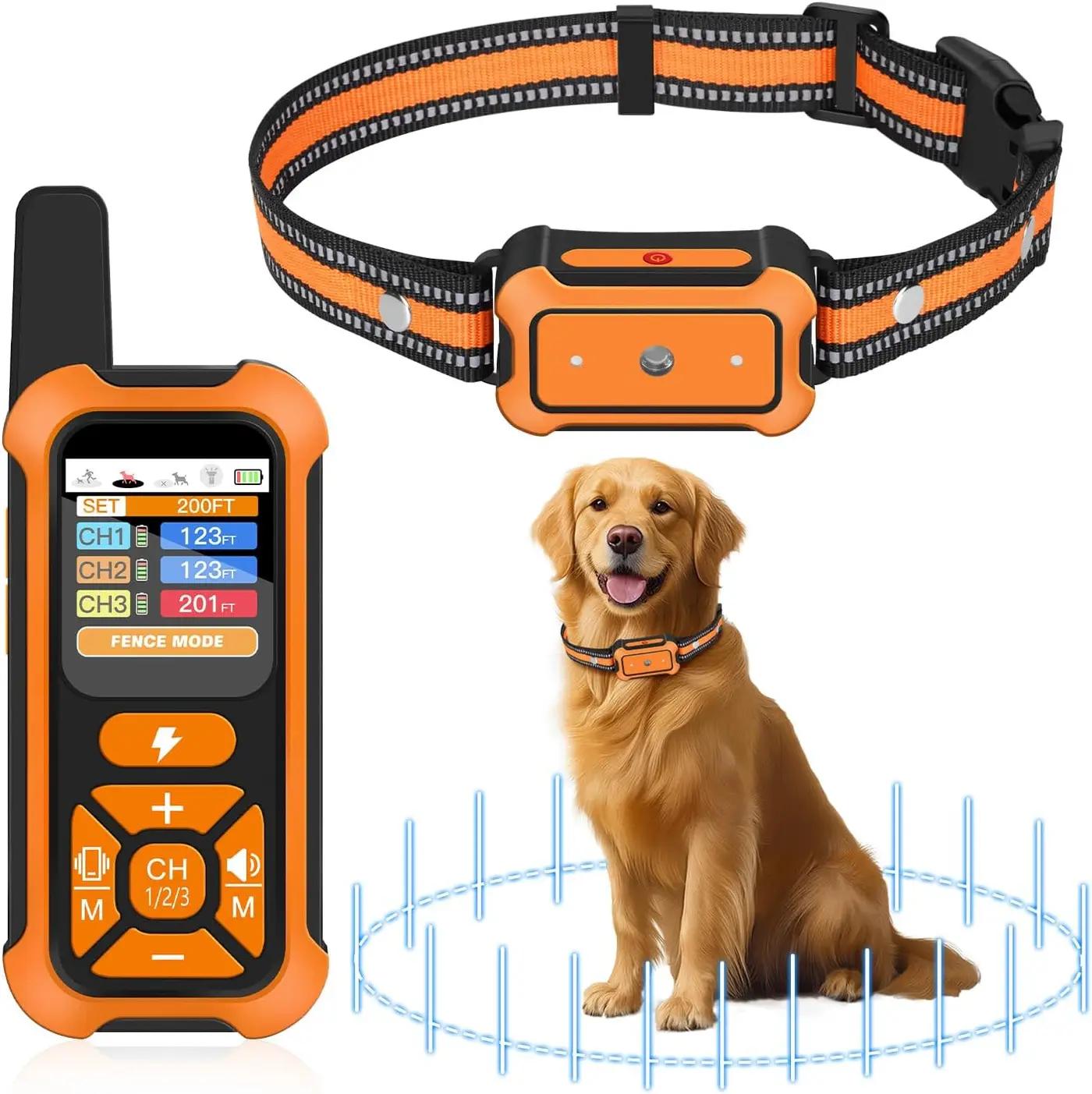 3-in-1 Wireless Dog Fence System: Ultra-Precise ±1Ft, Electric Shock Fence Featuring Indoor Barrier &amp; Remote Training, IPX7 Waterproof Collar, 3 Correction Modes, 15+ lbs Dogs