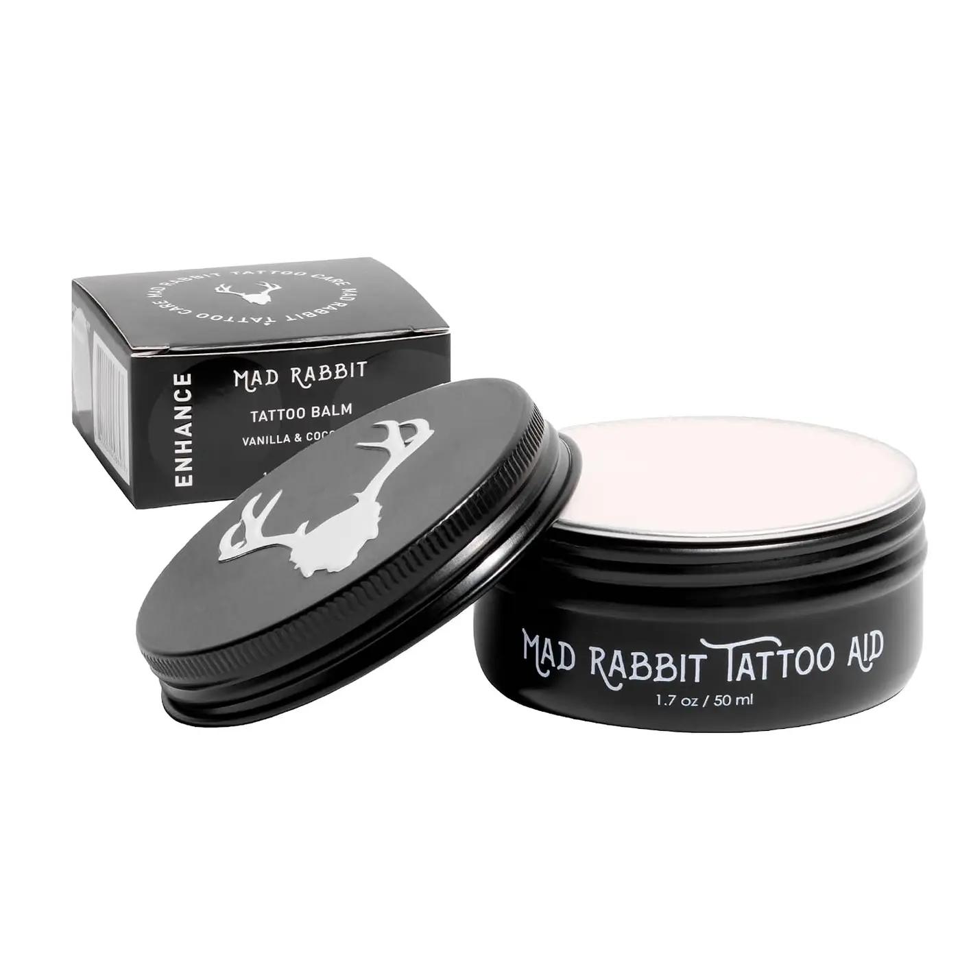 Mad Rabbit Tattoo Balm &amp; Aftercare Cream- Color Enhancement that Revives Old Tattoos, Hydrates New Tattoos, Made With Clean Ingredients + Petroleum Free, Daily Tattoo Lotion Moisturizer &amp; Brightener