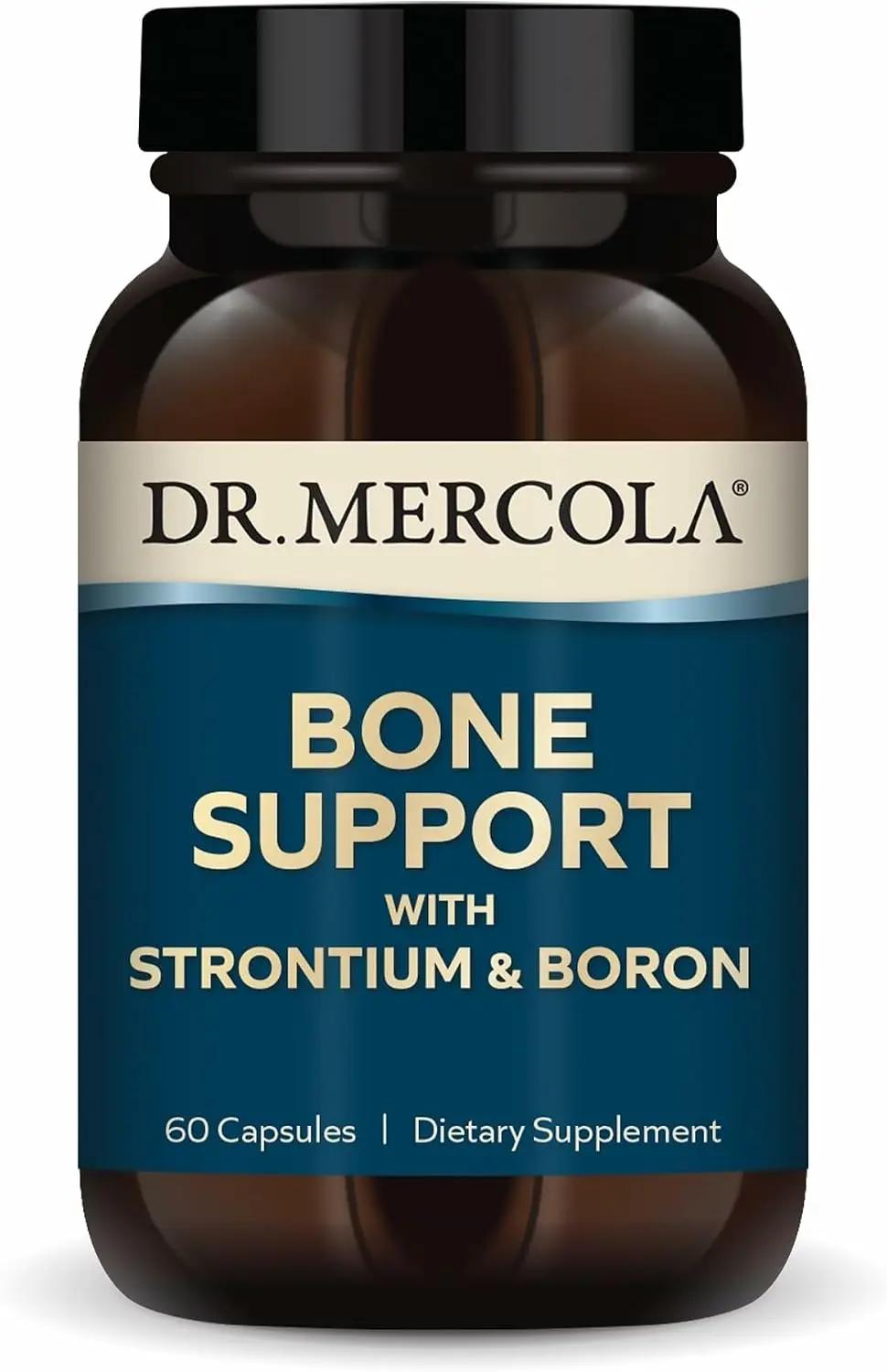 Dr. Mercola Bone Support with Strontium &amp; Boron - Supports Bone Strength - Silica, Manganese &amp; Trace Minerals - Non-GMO, Gluten-Free &amp; Soy-Free - 60 Capsules (30 Servings)