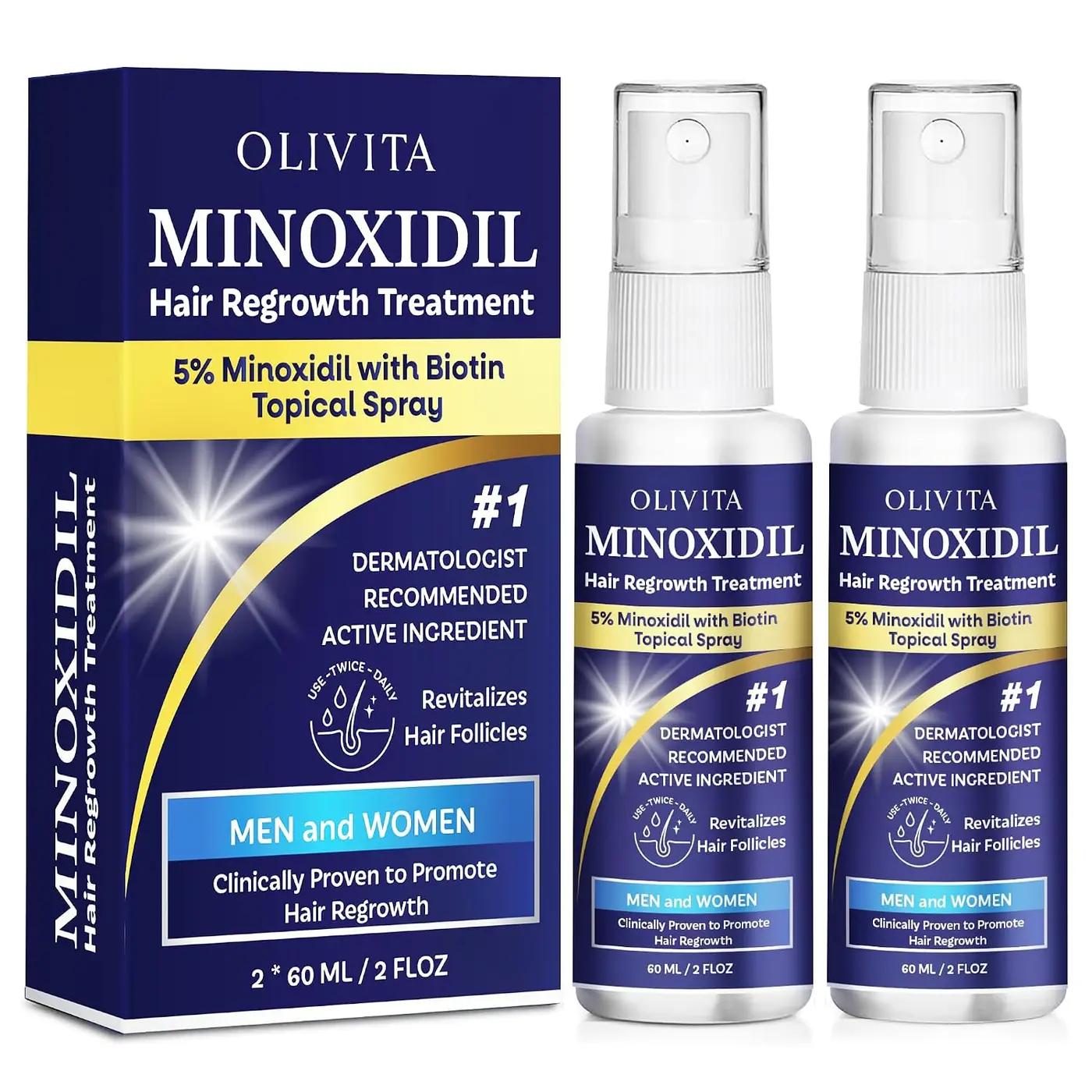 5% Minoxidil for Men and Women Hair Growth: Minoxidil Spray Hair Regrowth Treatment Serum with Biotin &amp; Rosemary -Stop Hair Thinning and Hair Loss For Stronger Thicker Longer Hair