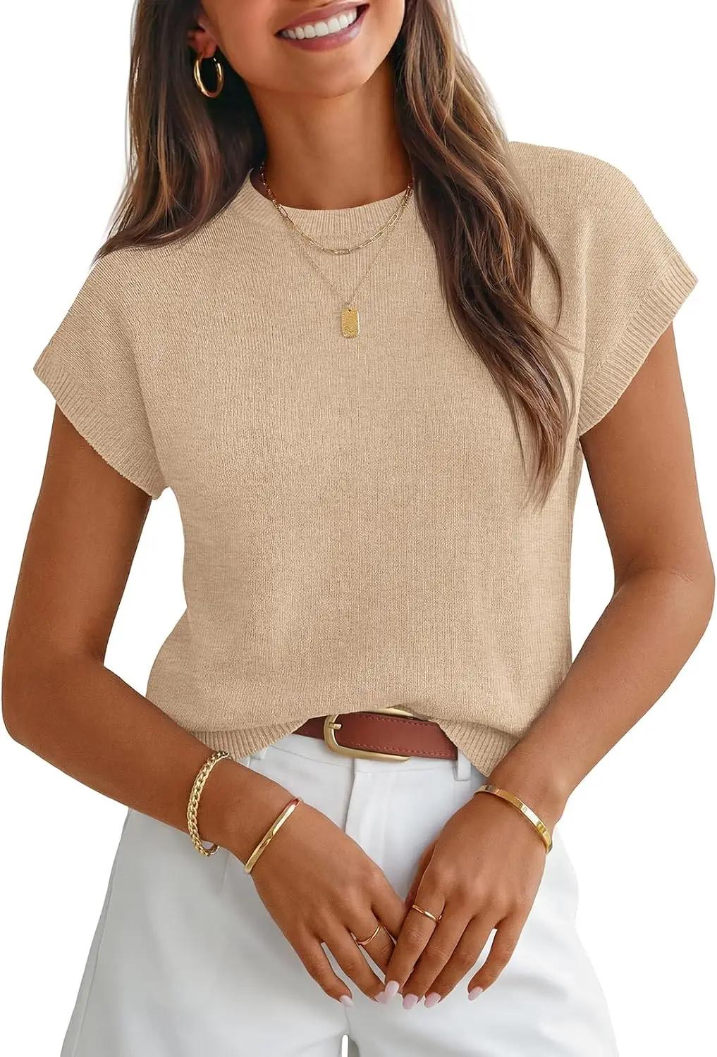 MEROKEETY Women's Summer Short Sleeve Sweater Vest Floral Knit Cute Pullover Tank Tops 2026 Trendy Fashion Spring Outfits
