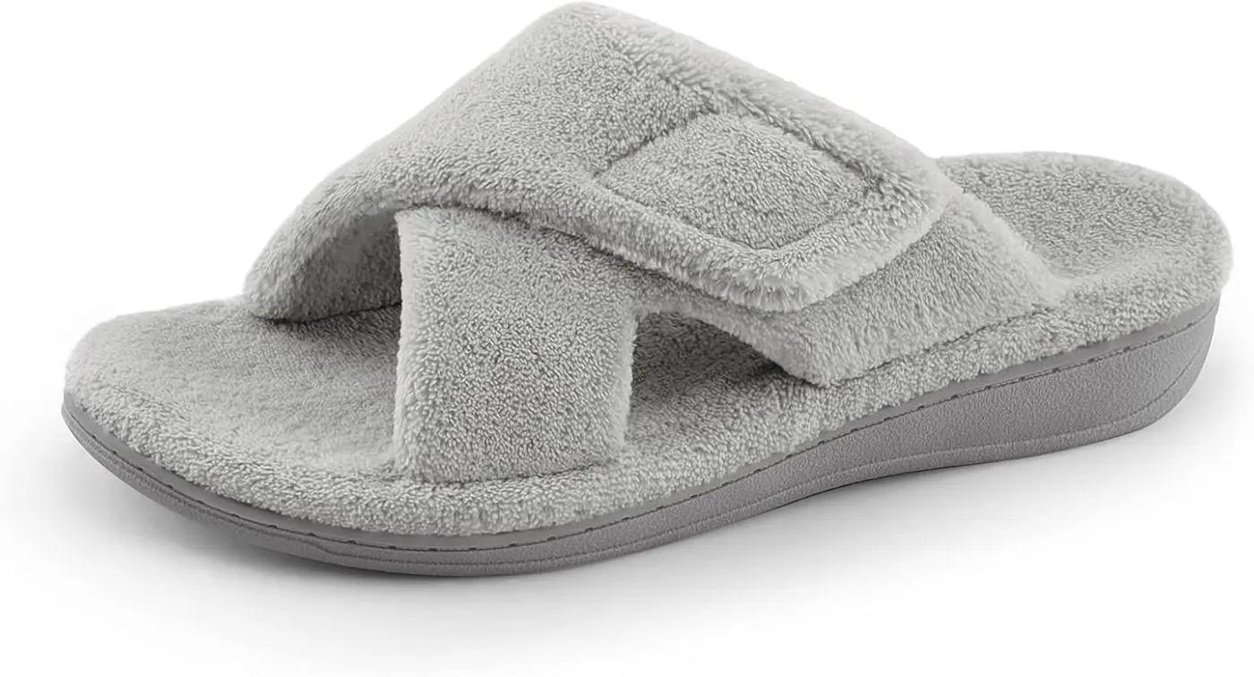 BCSTUDIO Women's Fuzzy Orthotic Arch Support Slippers Orthopedic Plantar Fasciitis Furry House Slide Slippers