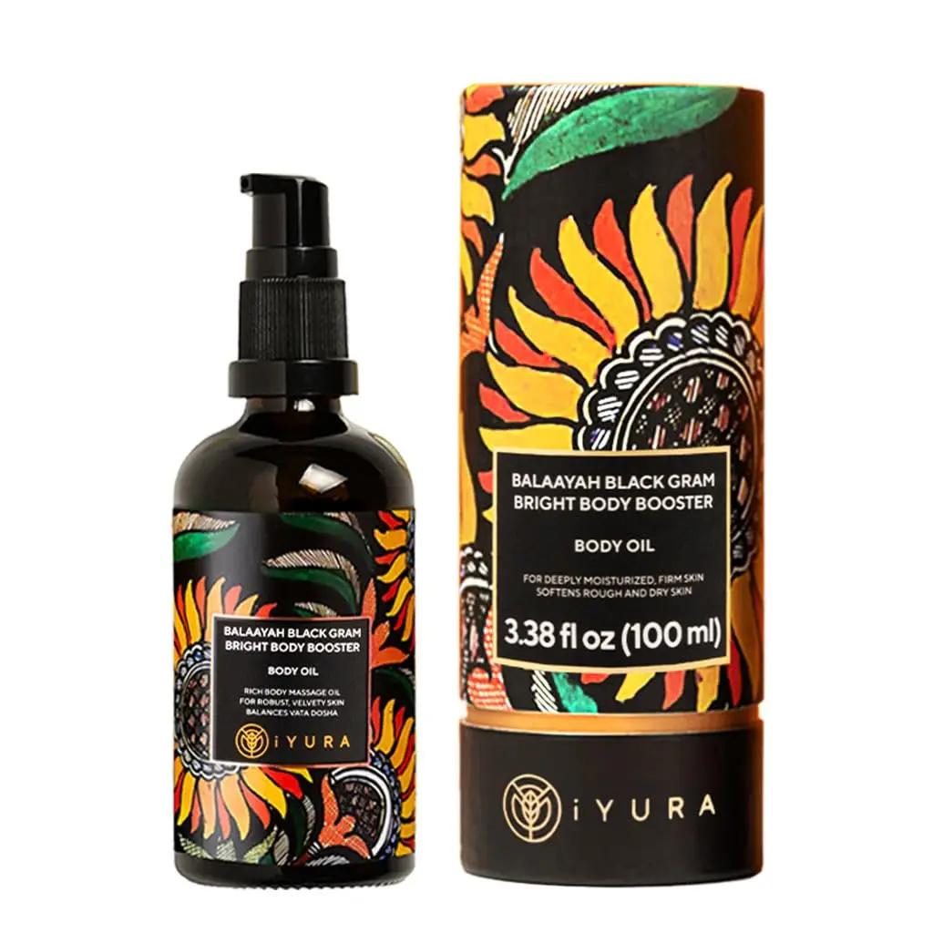 The Ayurveda Experience iYURA Balaayah Black Gram Bright Body Booster Oil | Ayurvedic Massage &amp; Moisturizing Body Oil | Luxurious, Fast-Absorbing &amp; Non-Sticky | 3.38 fl oz