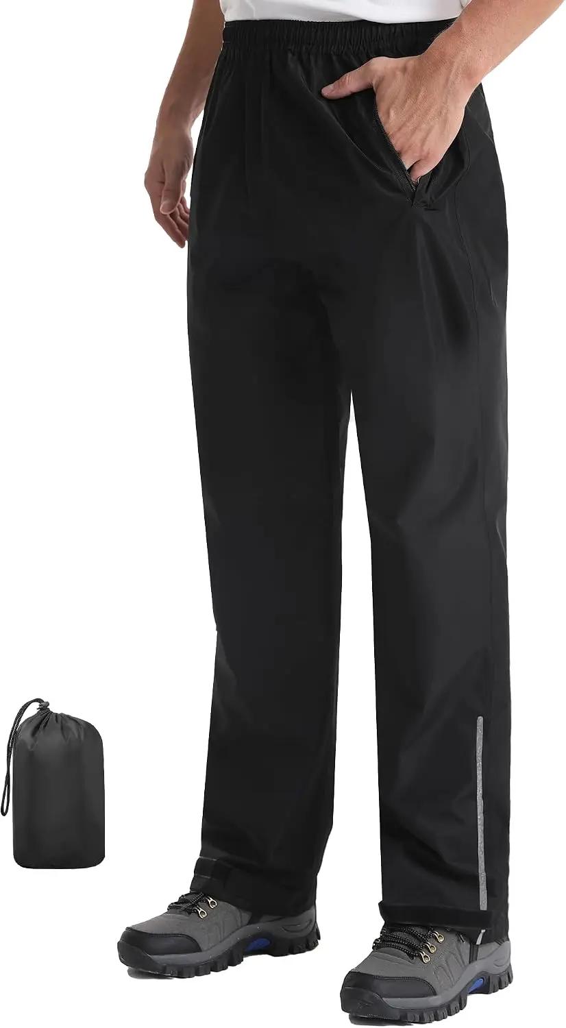 iCreek Men's Packable Rain Pants Waterproof Lightweight Over Pants Windproof Outdoor Pants for Fishing Golf Hiking