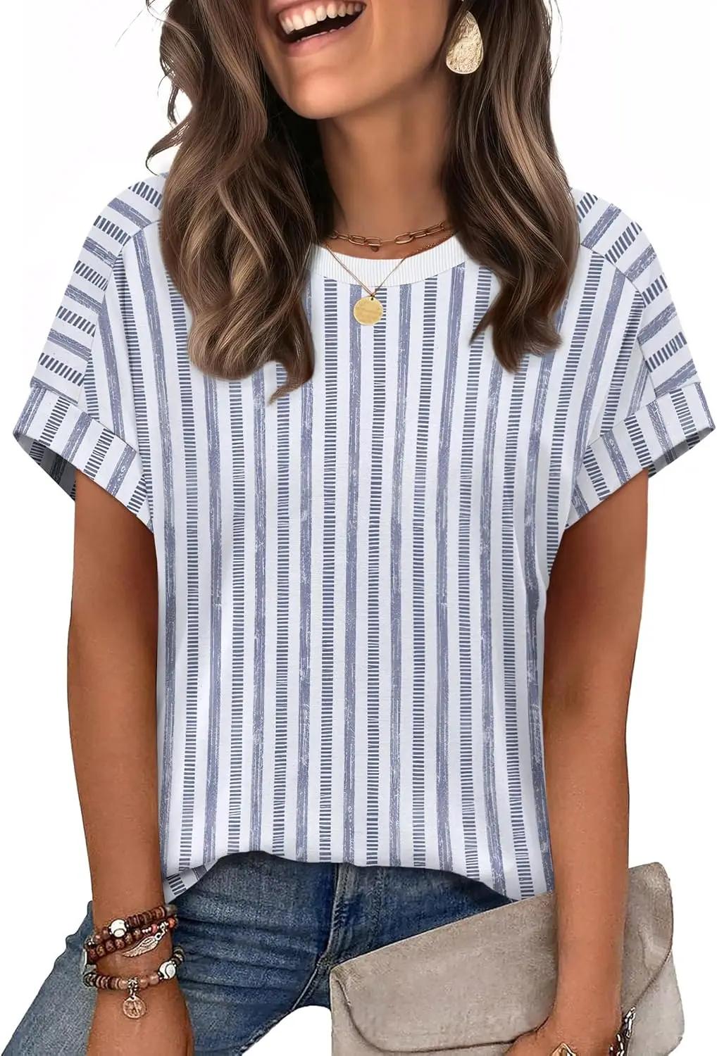 WIHOLL Womens Tops Short Sleeve Shirts Summer Outfits 2026 Spring Dressy Casual Clothes Clothing OEKO-TEX STANDARD 100
