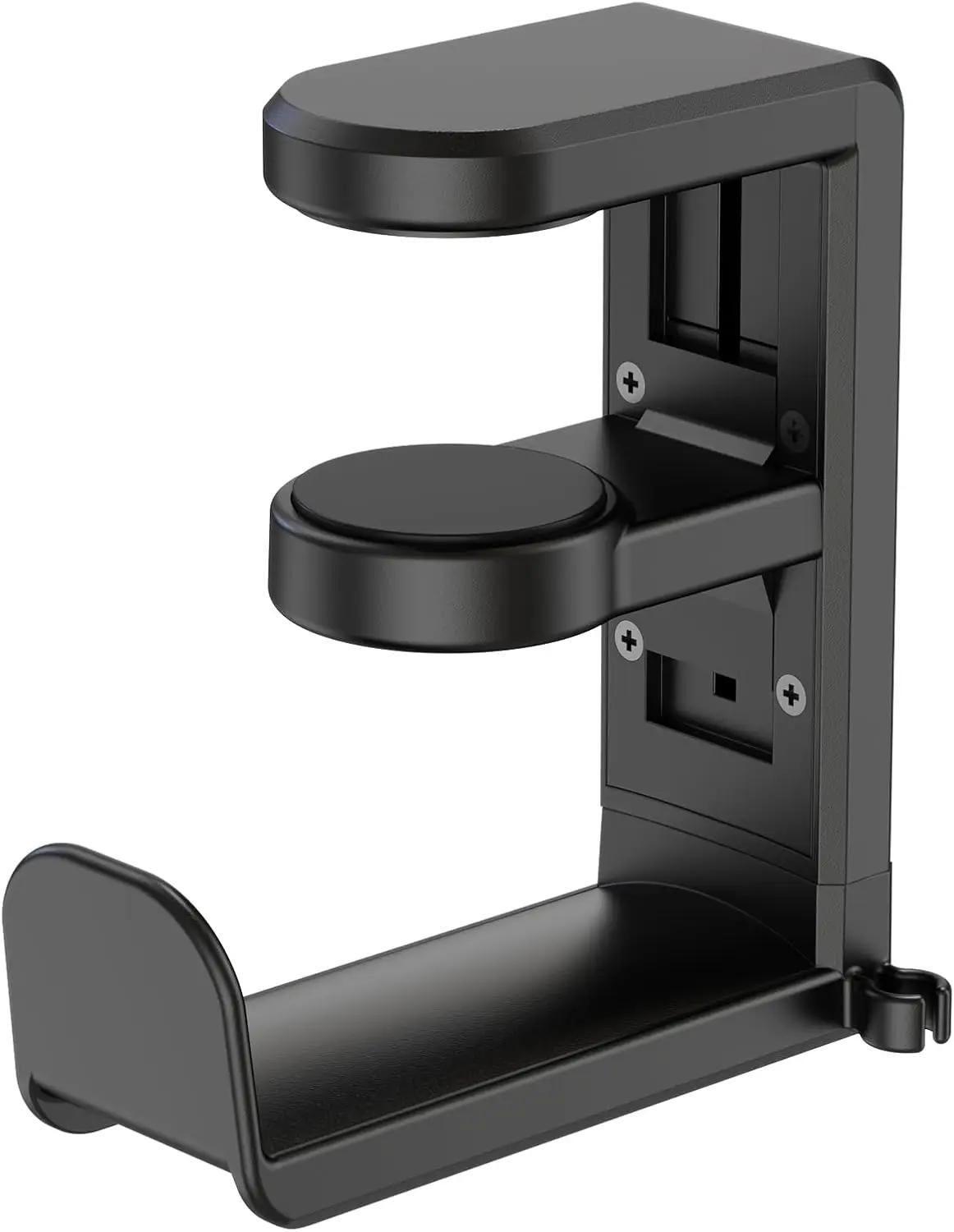 EURPMASK Rotating Headphone Stand - PC Gaming Headset Holder, Adjustable Clamp-on Under Desk Hanger With 360 Degree Swivel &amp; Cable Clip Organizer - Black ClimatePartner certified