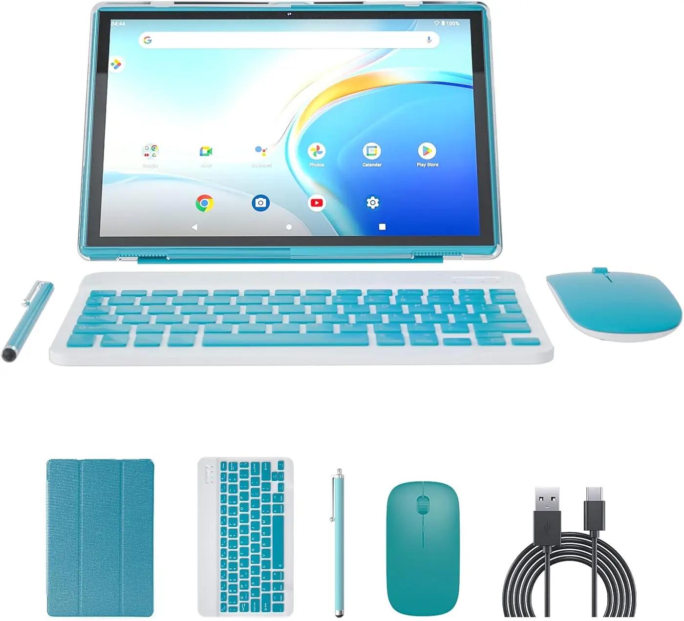 10 inch Tablet with Keyboard 2 in 1 Tablet Android 15 Tablets Include Case Mouse Stylus 6000mAh battery 8GB+32GB Support 1024GB Expandable 10.1" Tableta, 2MP+8MP Dual Camera WiFi-6 Bluetooth Tab PC