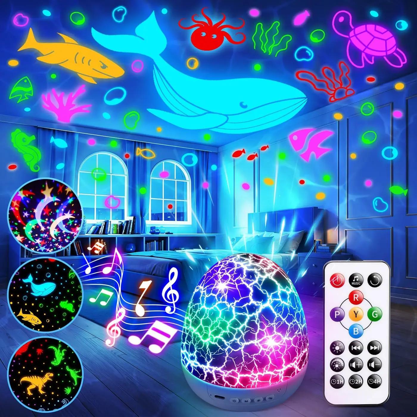 Staryou Sensory Lights Baby Sound Machine Night Light Projector Sensory Toys for Kids with Autism Toys for Boys 3-10 | 15 White Noise 3D Films 31Colors Night Light for Kids, Fidget Toys for Kids