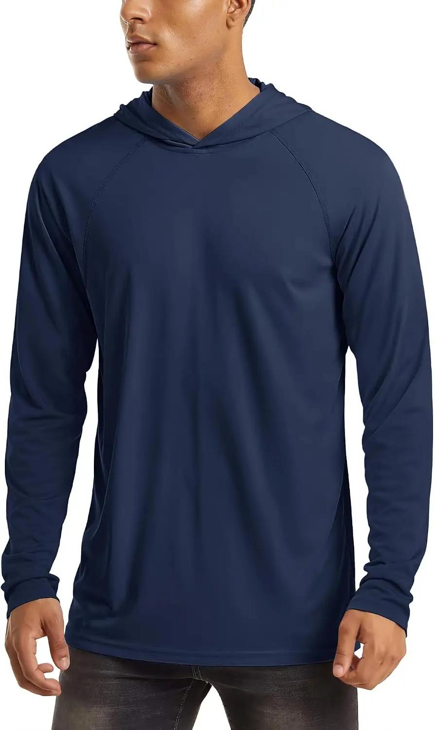 MAGCOMSEN Men's Hooded UPF 50+ Sun Protection T Shirts Long Sleeve Athletic Fishing Shirts Rash Guards