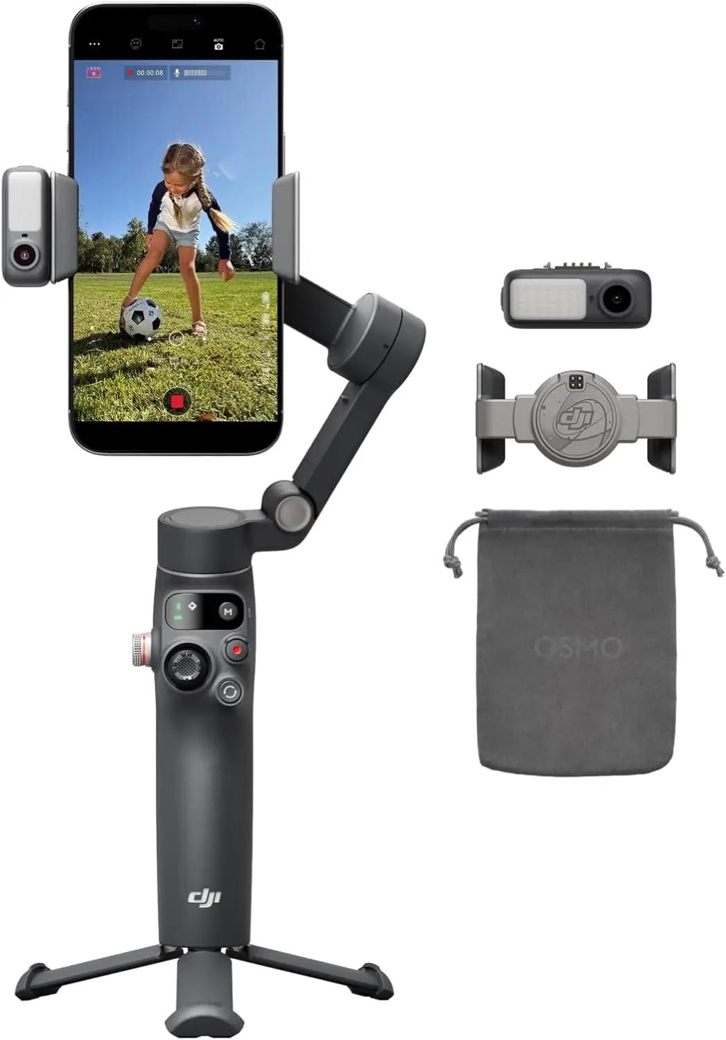 DJI Osmo Mobile 8 Advanced Tracking Combo Gimbal Stabilizer for Phone, AI Native Tracking with Audio &amp; Lighting, 360° Pan Rotation, Built-in Extension Rod &amp; Tripod, 10h Battery, Extension Rod