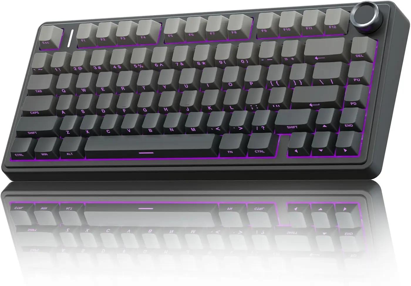AULA F75 Pro Wireless Mechanical Keyboard,75% Hot Swappable Custom Keyboard with Knob,RGB Backlit,Pre-lubed Reaper Switches,Side Printed PBT Keycaps,2.4GHz/USB-C/BT5.0 Mechanical Gaming Keyboards Global Recycled Standard