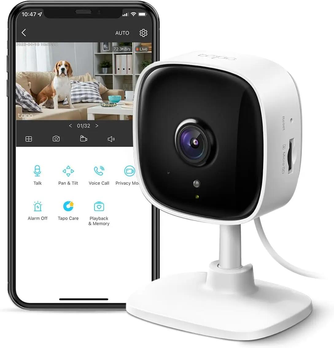 TP-Link Tapo 1080P Indoor Security Camera for Baby Monitor, Dog Camera w/Motion Detection, 2-Way Audio Siren, Night Vision, Cloud &amp; SD Card Storage, Works w/Alexa &amp; Google Home (Tapo C100)