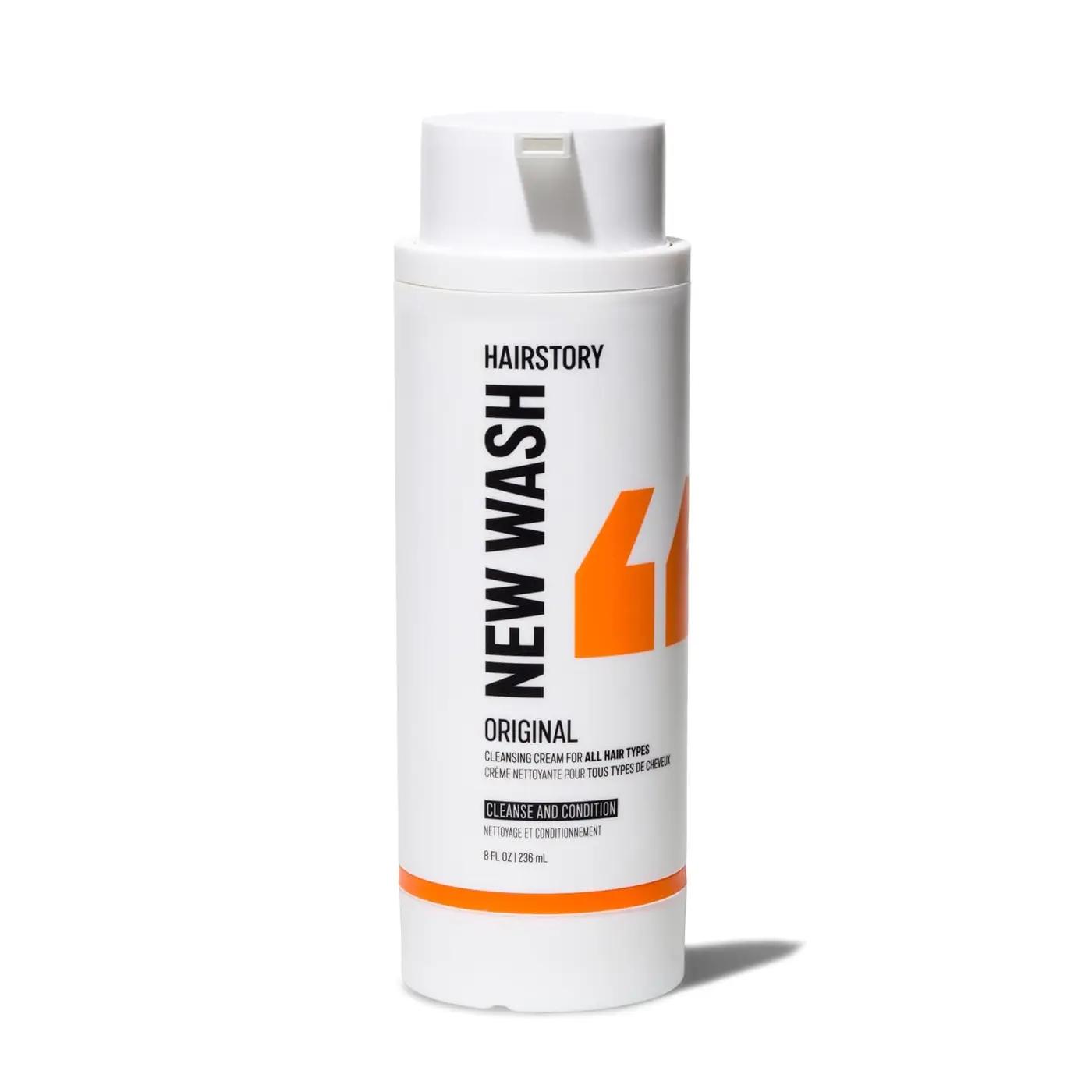 Hairstory New Wash Original – Detergent Free Shampoo and Conditioner in One, Sulfate Free Cleansing Cream for All Hair Types, Scalp Balancing, 8 Fl Oz Refillable Bottle