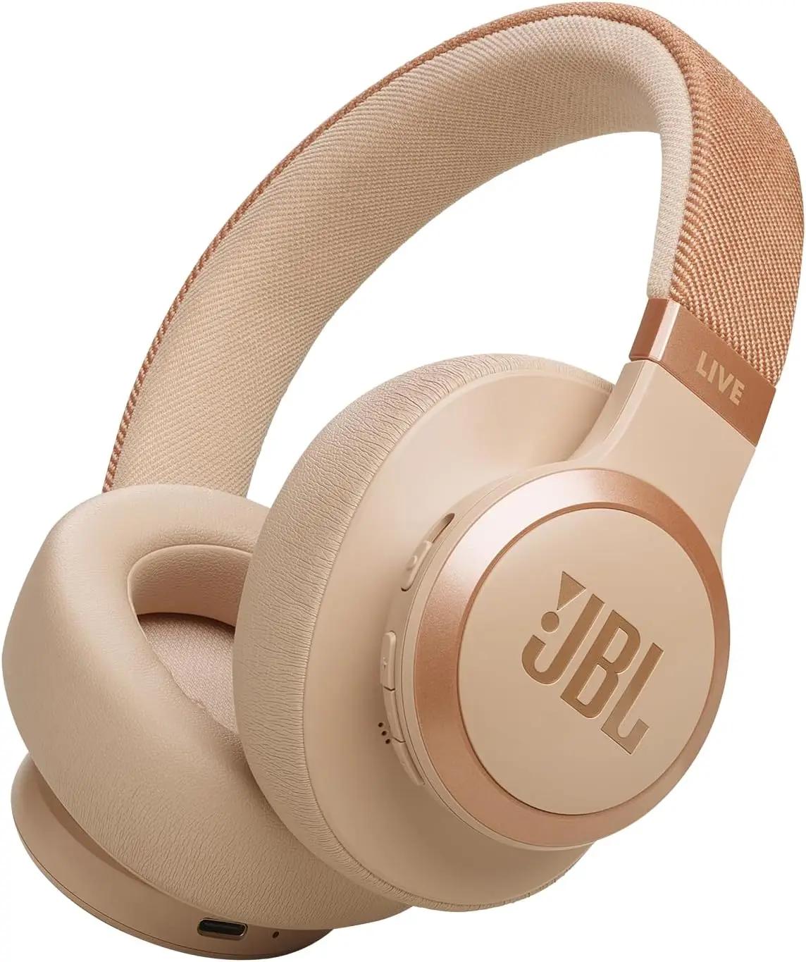 JBL Live 770NC - Wireless Over-Ear Headphones with True Adaptive Noise Cancelling with Smart Ambient, Up to 65 Hours of Battery Life, Comfort-fit Fabric Headband &amp; Carrying Pouch (Sandstone)