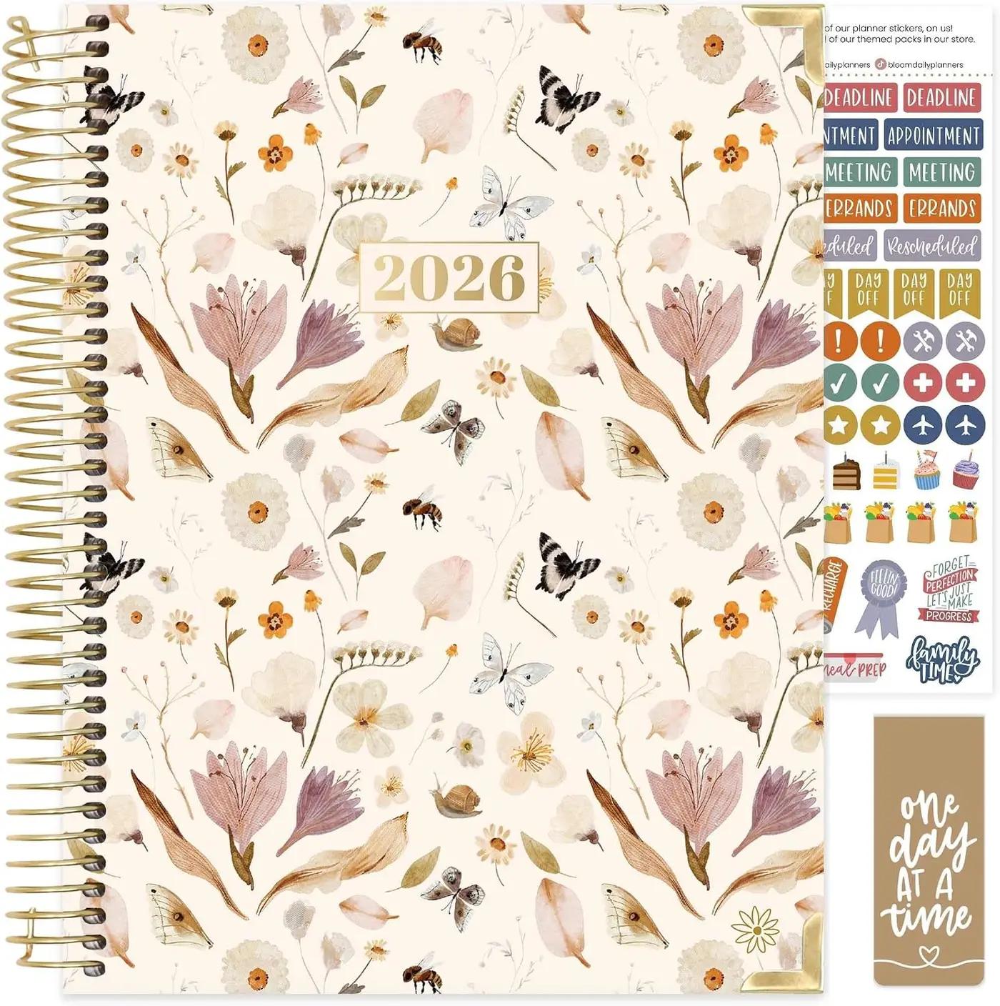 bloom daily planners HARDCOVER 2026 Planner (January to December) - 8.5” x 11” Weekly &amp; Monthly Dated Agenda Organizer Book with Stickers &amp; Tabs - Butterfly Garden