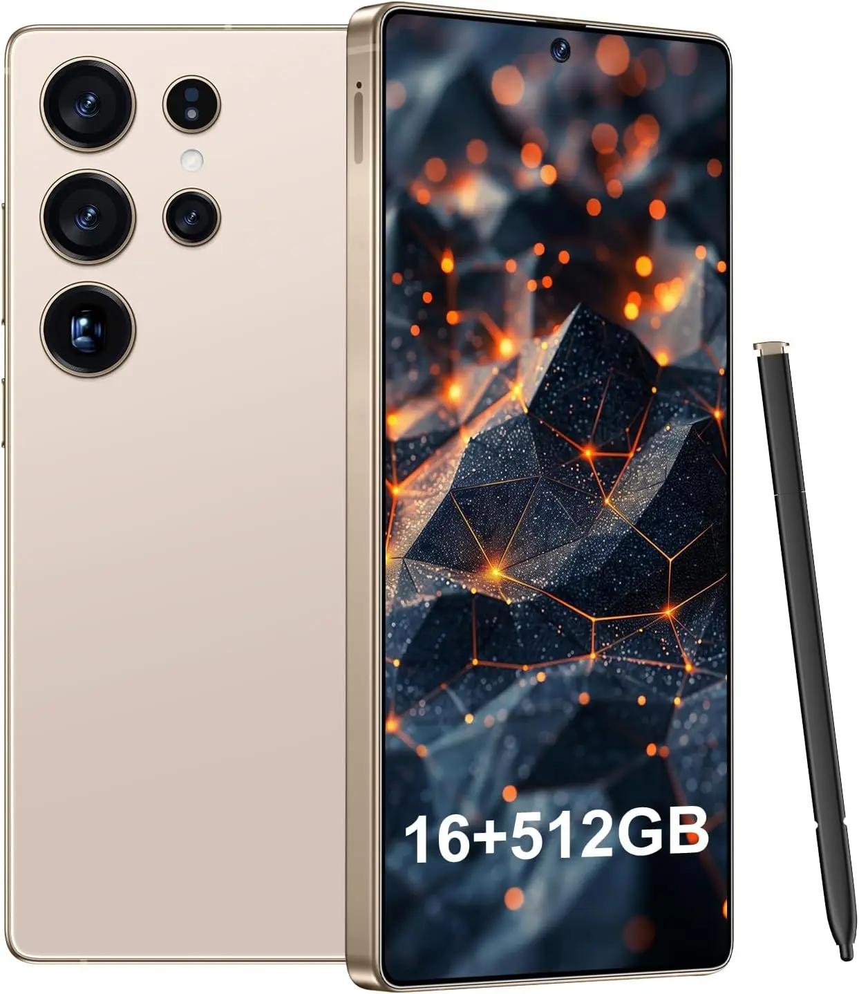 BDWJW I25 Ultra Smartphone 16GB+512GB Android 14 Smartphone, 6.99" FHD+ Display, 7000mAh Battery, 108MP+68MP Dual Camera, Built-in Pen Stylus, Fast Performance Large Memory (Desert Titanium)