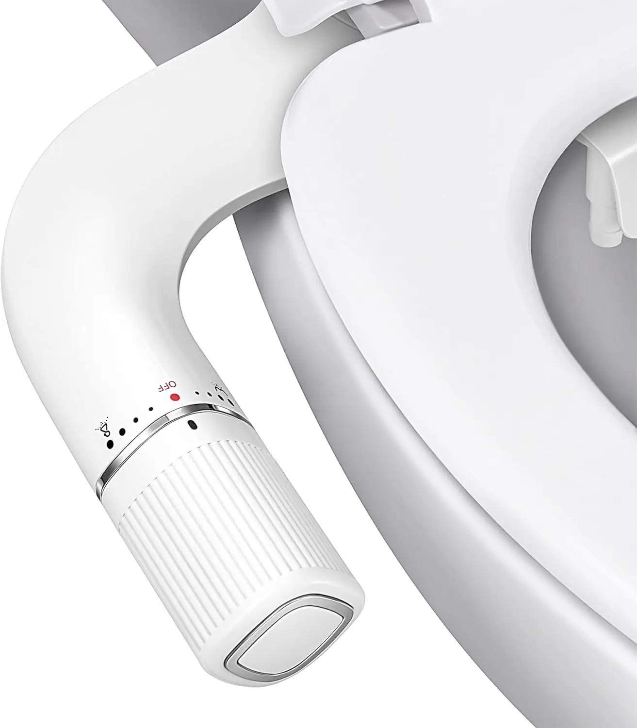 BIGCOW Ultra-Slim Bidet Attachment for Toilet - Dual Nozzle (Frontal &amp; Rear Wash) with Adjustable Cold Water Pressure and Stainless Steel Inlet - Hygienic Solution for Fresh Cleanliness, Silver 1 Pcs