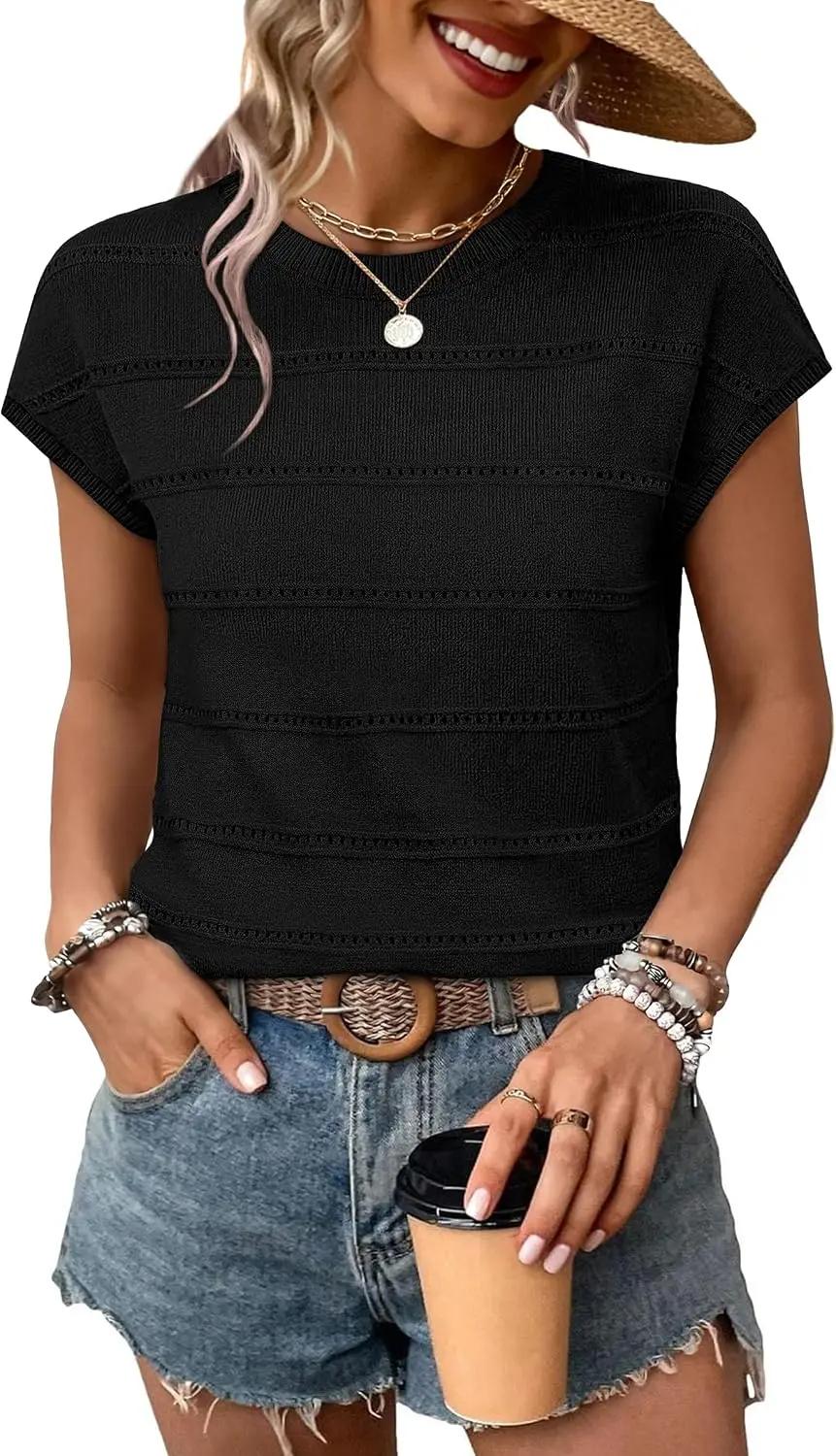 WIHOLL Womens Lightweight Sweater Spring Summer Outfits Cap Sleeve Hollow Out Knit Fashion Clothing Resort Wear 2026