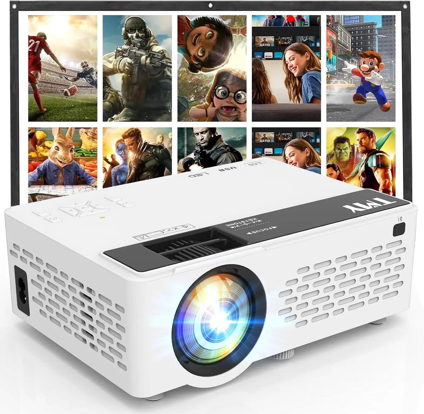 TMY 1080P Full HD Portable Mini Projector, Bluetooth Movie Projector, Compatible with TV Stick/Smartphone/PC/Game Console/HDMI/USB, Indoor &amp; Outdoor Use, with Projector Screen Recycled Claim Standard 100