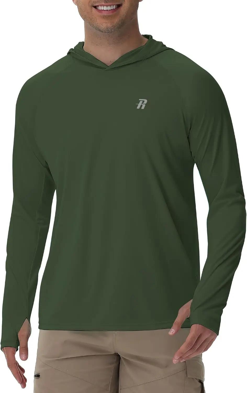 Runhit UPF 50+ Fishing Shirts for Men Long Sleeve Sun Protection Hoodie Lightweight Outdoor Workout Hiking Running Rash Guard Global Recycled Standard