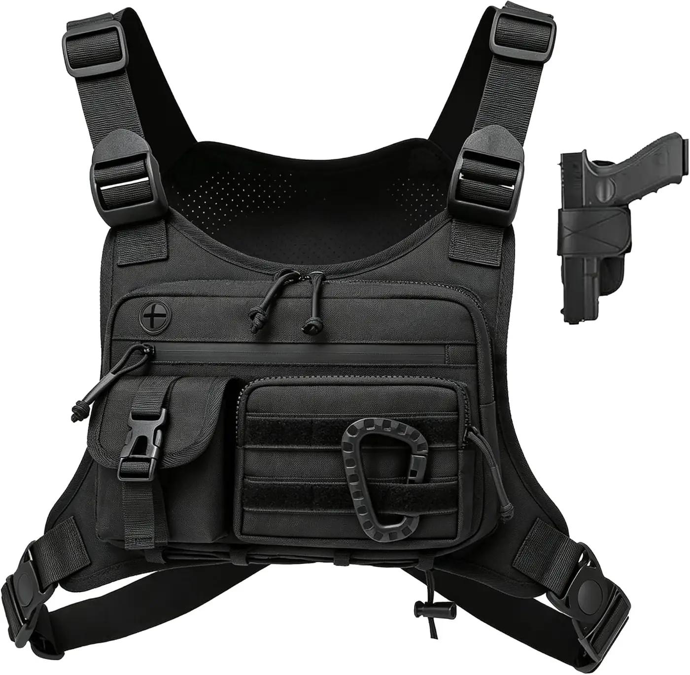 Muserise Outdoor Chest Bag For Men and Women, Tactical Vest For Running, Cycling, EDC Chest Pack Rig For Sports and Workouts
