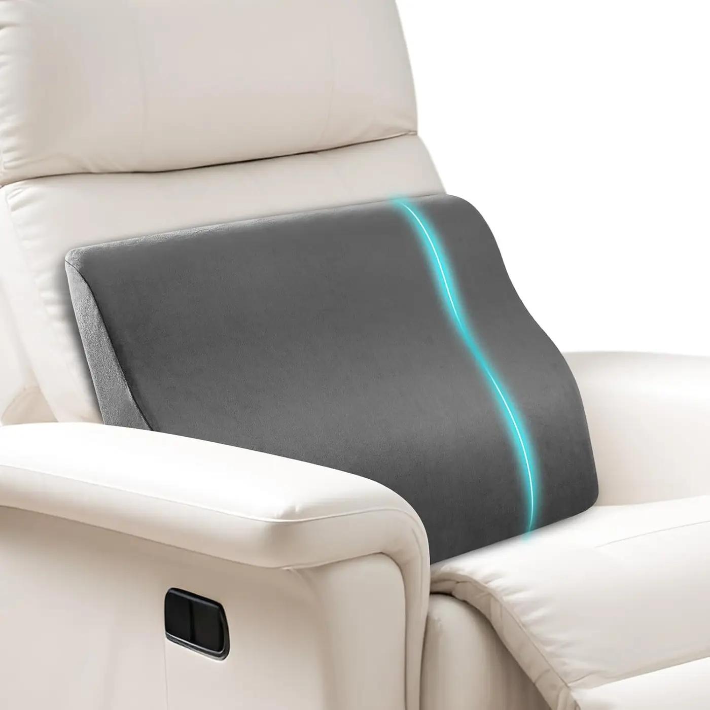 Lumbar Support Pillow for Recliner,Large Memory Foam Back Support Cushion for Sofa &amp; Gaming Chair, Ergonomic Backrest Pillow for Elderly, Comfortable Couch Cushion with Machine Washable Cover,Gray OEKO-TEX STANDARD 100