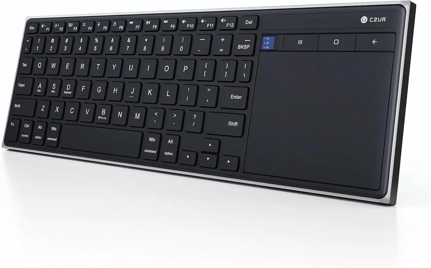 CZUR K5S Bluetooth Keyboard with Touchpad, Wireless &amp; Wired Keyboard with Trackpad for PC, Laptop, Tablet &amp; Phone, Multi-Device Portable Rechargeable Keyboard, for Windows/Mac/Android/iOS (No Backlit)