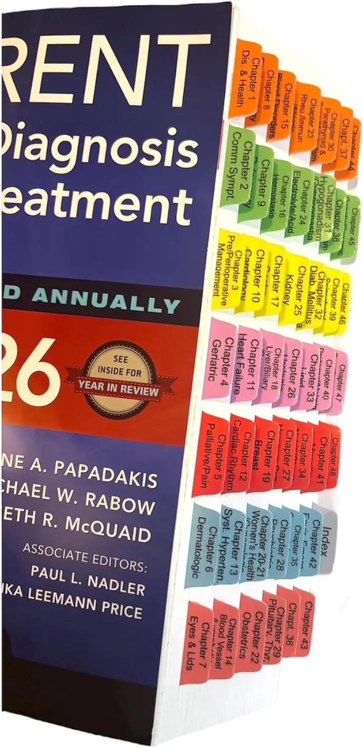 Book Tabs for Current Medical Diagnosis &amp; Treatment 2026. Laminated, Color-Coded and Repositionable for CMDT 2026 (Book not Included)
