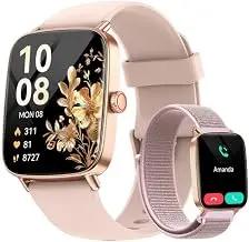 Smart Watch for Women, 1.85" HD Smartwatch Compatible iPhone/Samsung/Android (Answer/Make Calls), 100+ Sport Modes Fitness Tracker with Heart Rate/Sleep/SpO2 Monitor, IP68 Waterproof, with 2 Bands