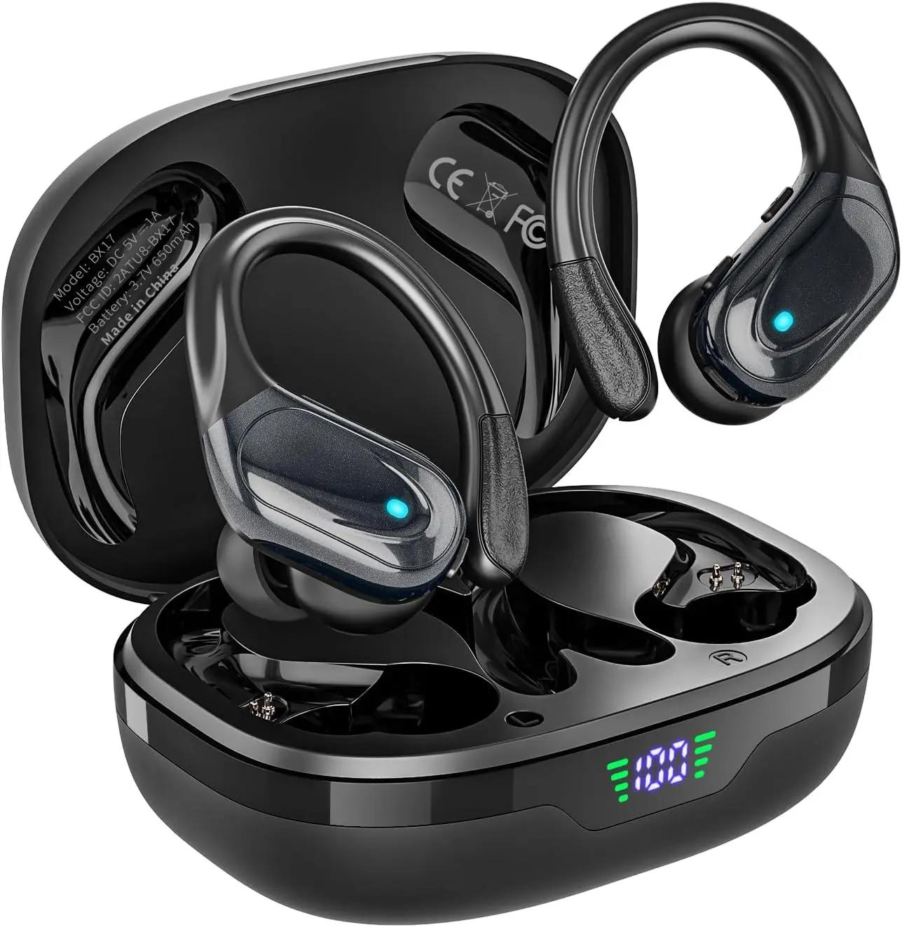 HAOYUYAN Wireless Earbuds, Sports Bluetooth Headphones, 80Hrs Playtime Ear Buds with LED Power Display, Noise Canceling Headset, IPX7 Waterproof Earphones for Workout/Running(Black)