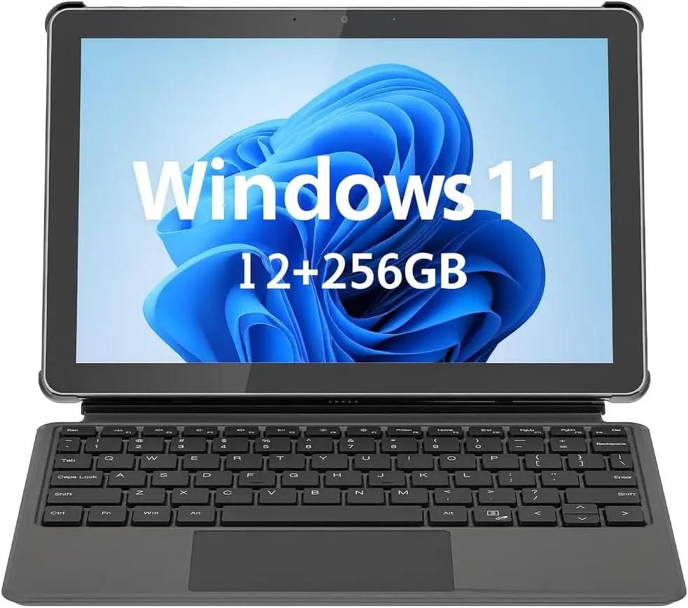 AWOW Windows 11 Tablet with Keyboard: 10.1" in-Cell Display Tablet PC, Mini Laptop 2-in-1, Intel N150, 12GB RAM 256GB SSD, PD 36W Fast Charging, WiFi 6, BT 5.0, HDMI, Type-C, 8MP+5MP Camera
