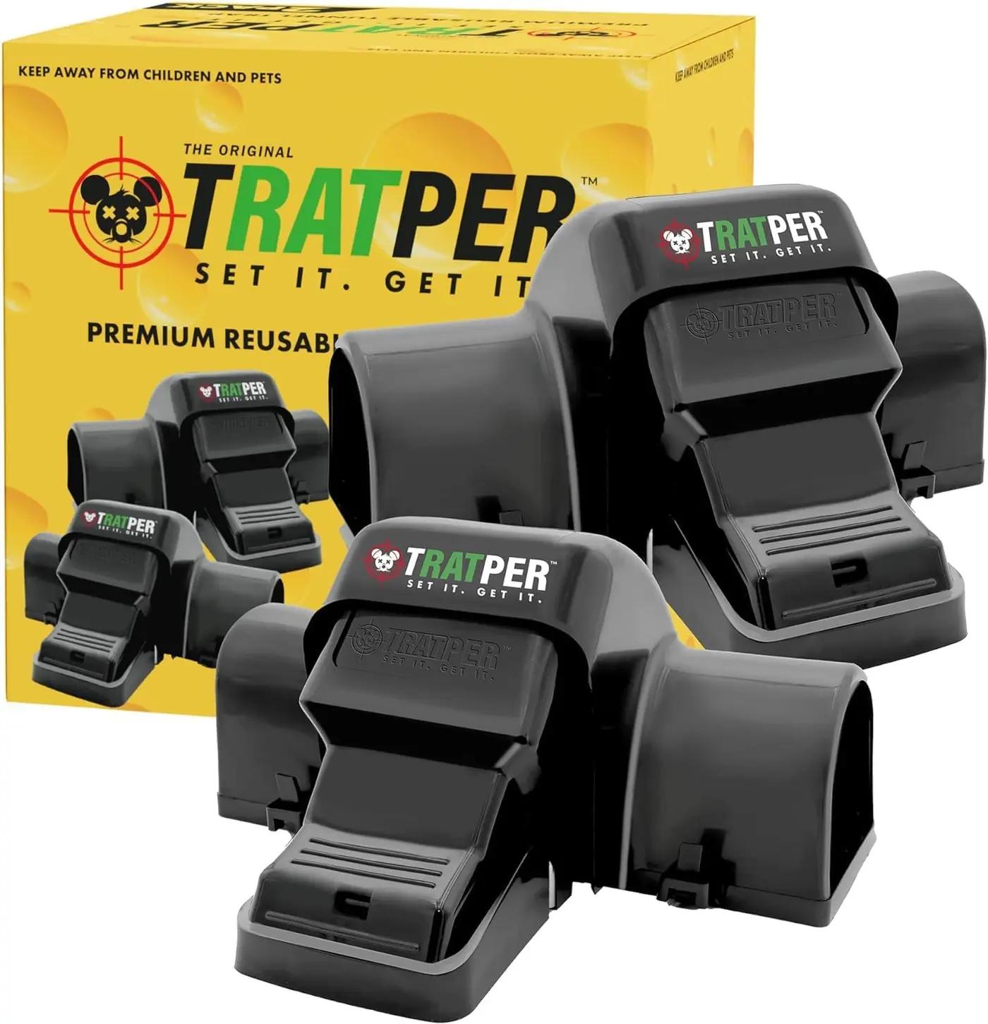 TRATPER Rat and Chipmunk Traps. Prevents Accidental Triggering with Dual Tunneled Design. Covered Snap Traps for Humane Kill, Reusable, Pest Control for Rats, Indoor &amp; Outdoor Use. 2 Pack