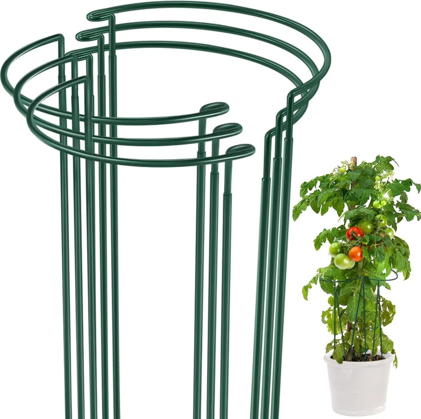 Tioncy 6 Pcs 48 H x 15.8 W Plant Support Stakes Cages for Garden, Metal Half Round Plants Tension Rods for Indoor Outdoor Large Tall Flower Vegetables Tomato Peony Rose Support