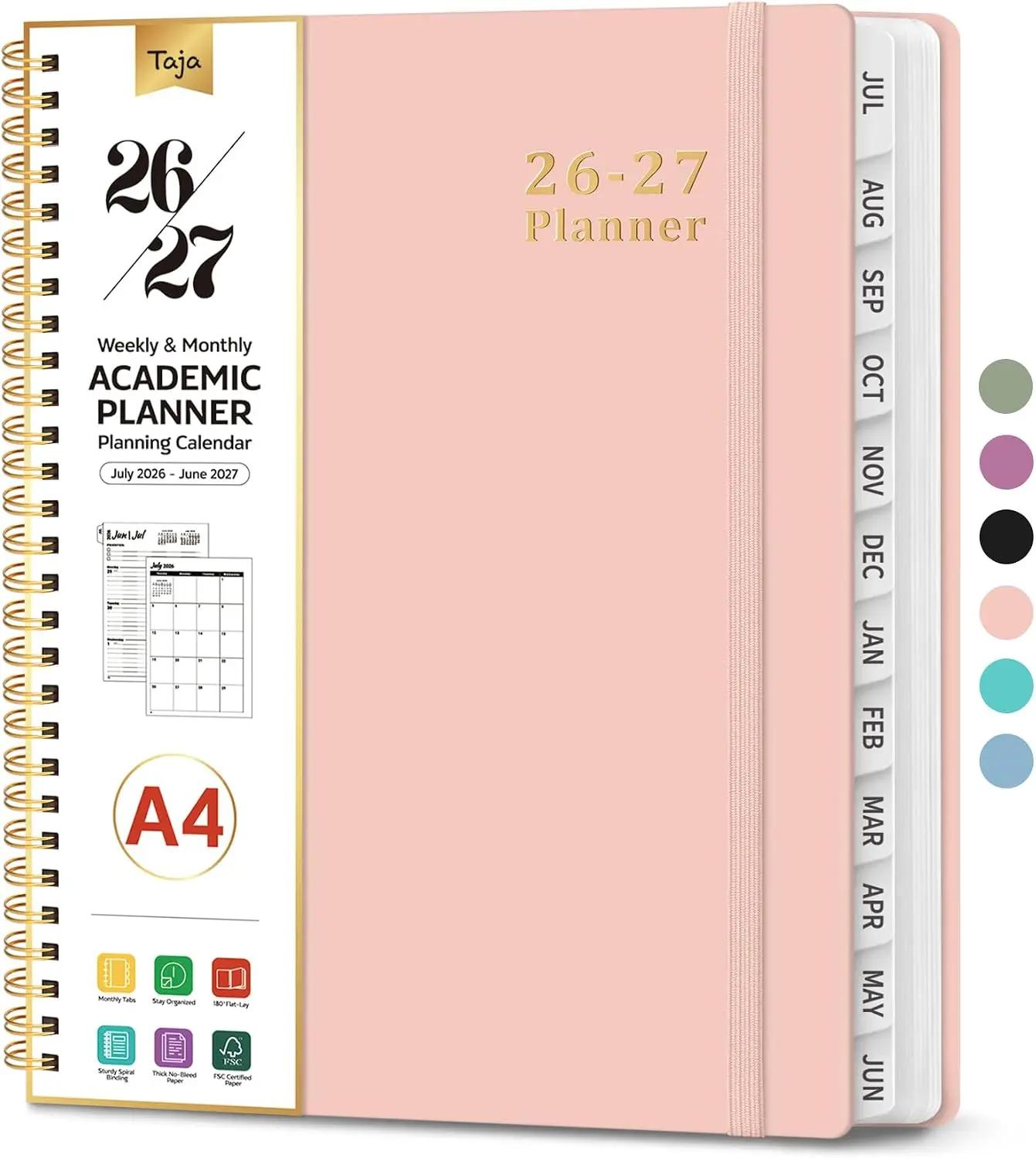 Planner 2026-2027, 8.5" x 11" Weekly and Monthly Academic Year Planner Calendar, July 2026 - June 2027, Hardcover Large School Planning Agenda With Tabs, Perfect for School &amp; Office Supplies, A4, Pink The Forest Stewardship Council