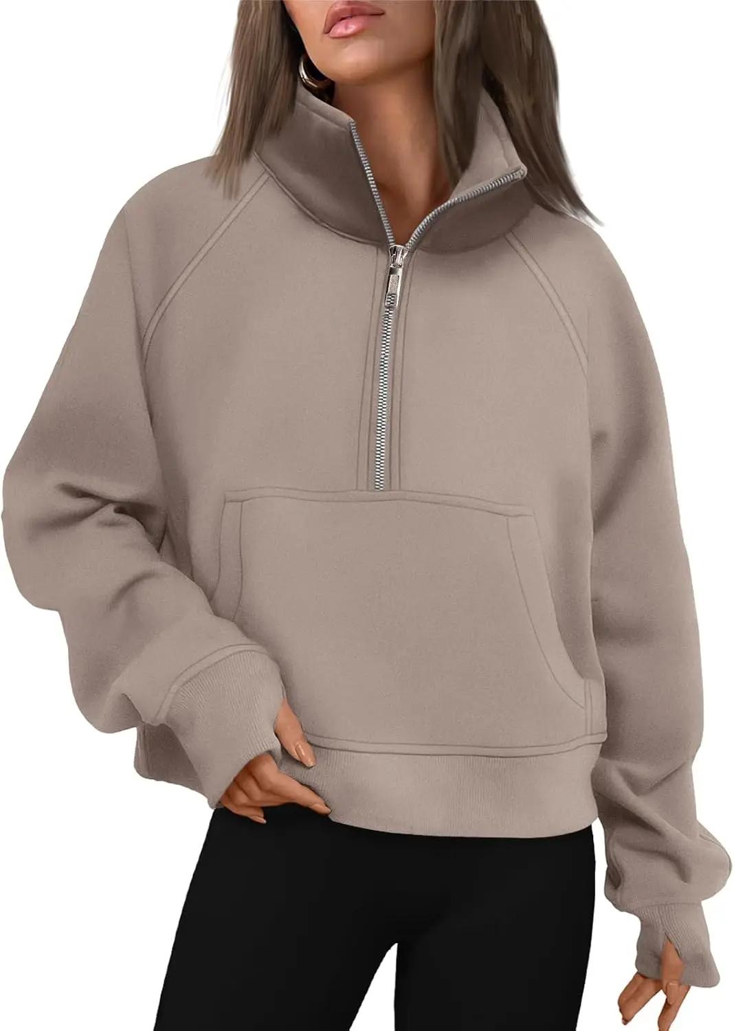 AUTOMET Womens Sweatshirts Half Zip Cropped Pullover Fleece Quarter Zipper Hoodies 2026 Fall Fashion Outfits Clothes OEKO-TEX STANDARD 100