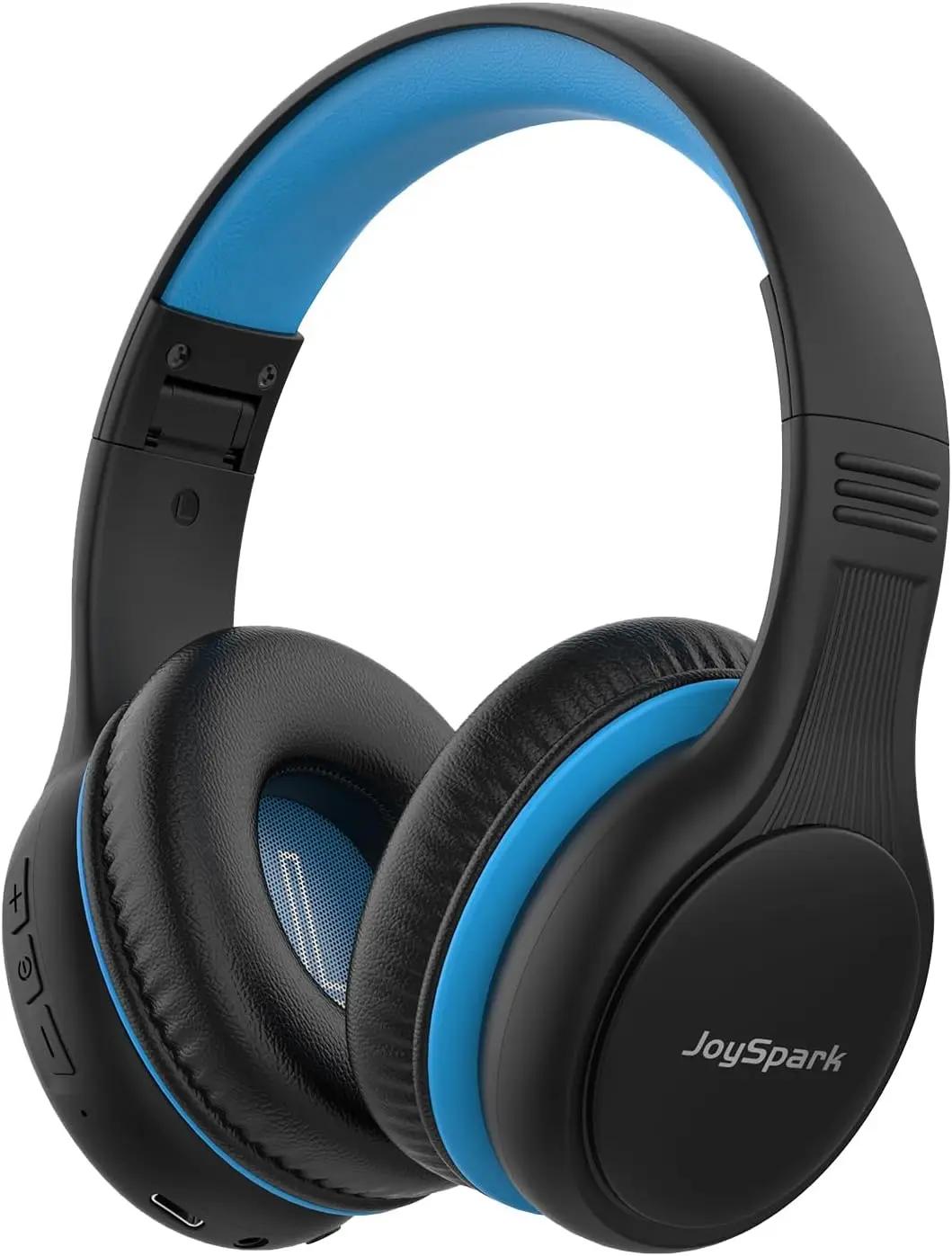 JoySpark Kids Bluetooth Headphones, 60 Hours Playtime, Bluetooth 5.4 Kids Headphones Wireless, Type-C Fast Charging, 85/94dB Volume Limited, Foldable Toddler Wireless Headsets with Mic-Black Blue