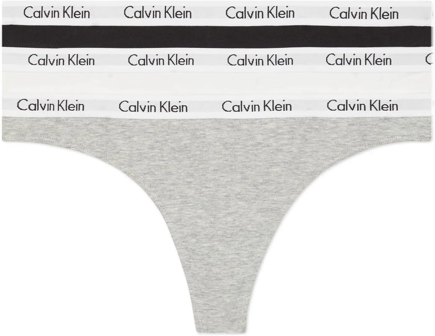 Calvin Klein womens Carousel Logo Cotton Stretch Thong Panties, Multipack